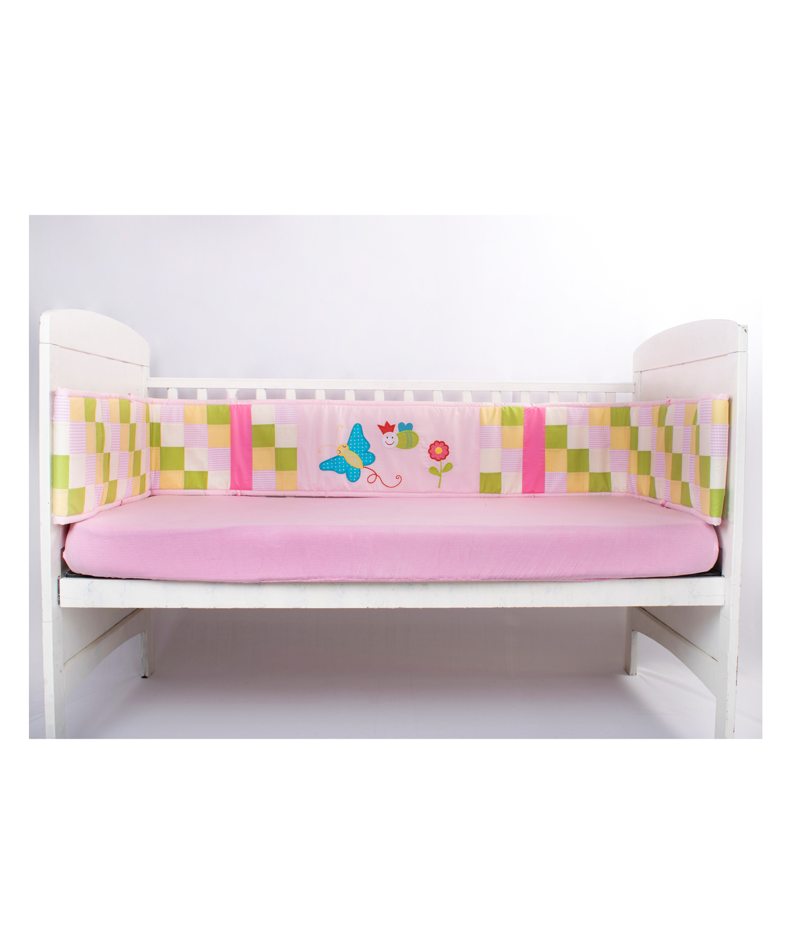 Blooming Buds Garden Daisy Theme Printed Full Cot Side Cover Bumper - Pink-image-41