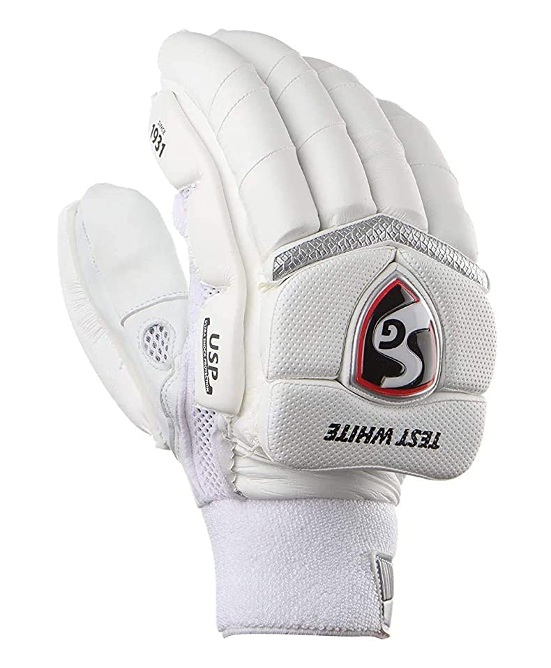 SG Cotton Test White Cricket Batting Glove for Right Hand - White-image-1