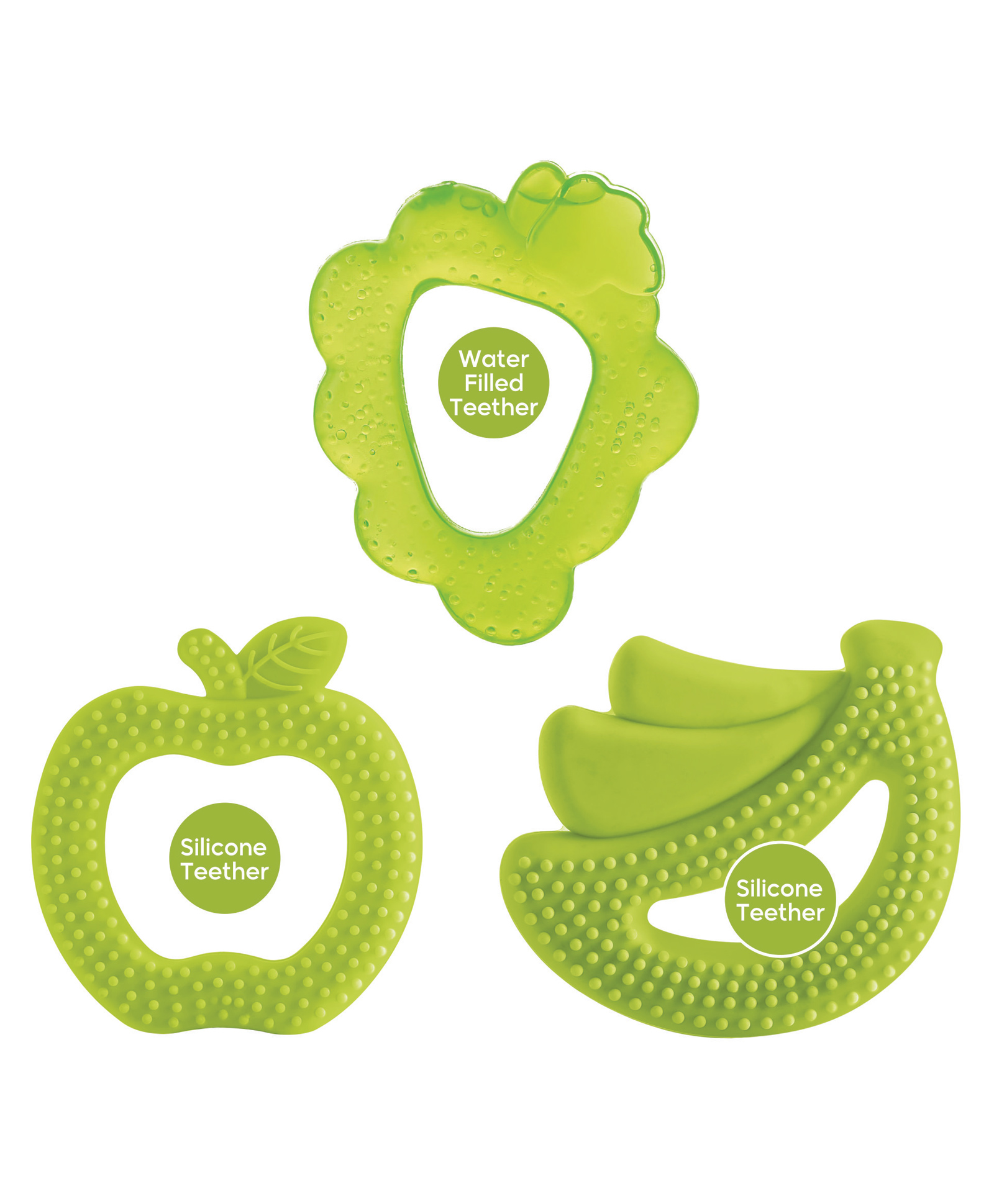 Bee Baby Fruit Shape Soft Silicone & Water Filled Teethers - Green-image-31