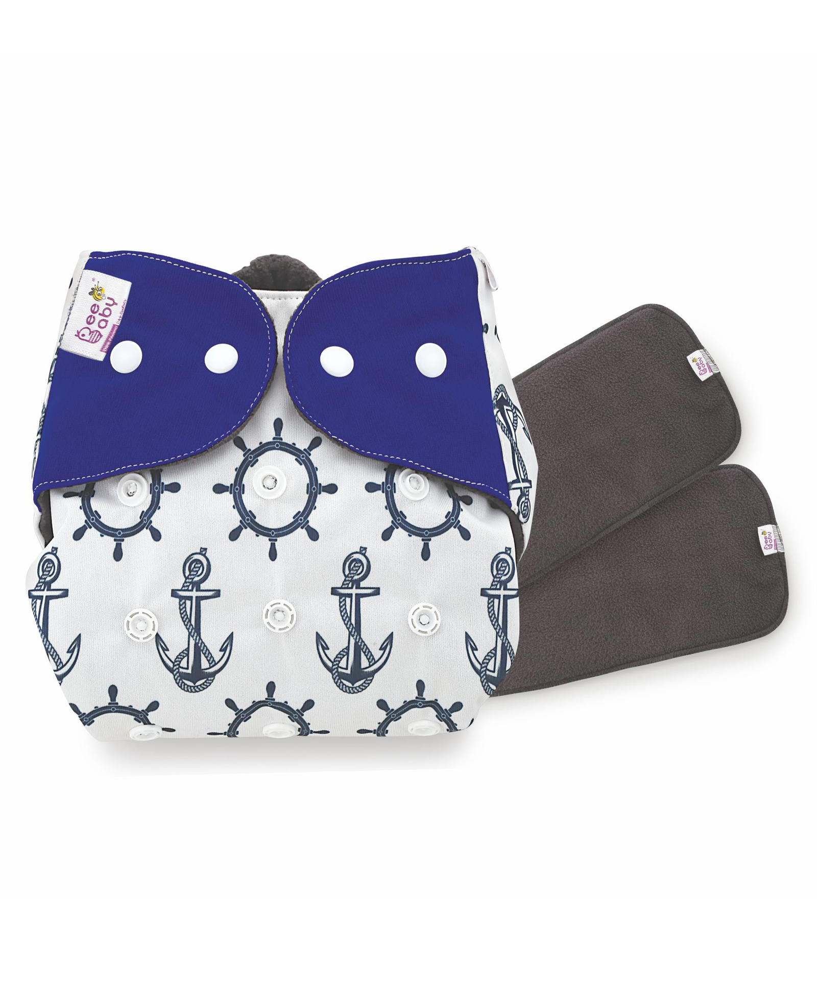 BeeBaby Bumtelligent Free Size Pocket Style Cotton Cloth Baby Diaper & 2 Grey RapiDry Pads - Yellow-picture-12