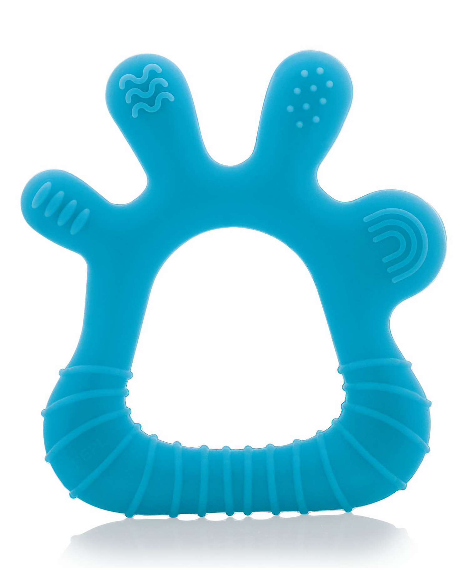 BeeBaby Finger Shape Soft Silicone Teether  with Carry Case BPA Free Teething Toy for Babies with Textured Surface for Soothing Gums. 100% Food Grade - Blue-picture-22