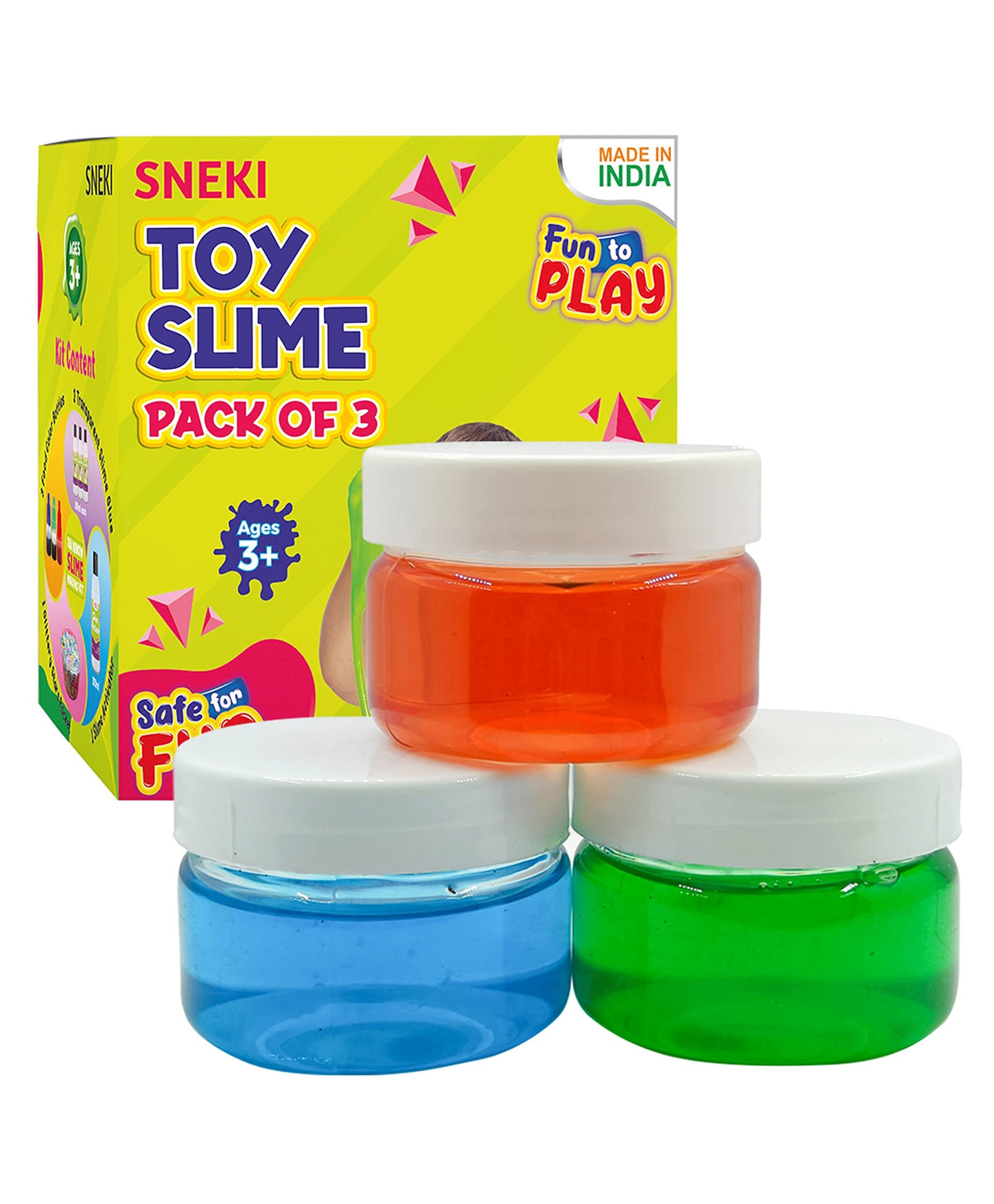 SNEKI Slime Crystal Clay Magic  Gel Jelly Putty Set  Pack of 3- Multicolor-picture-18