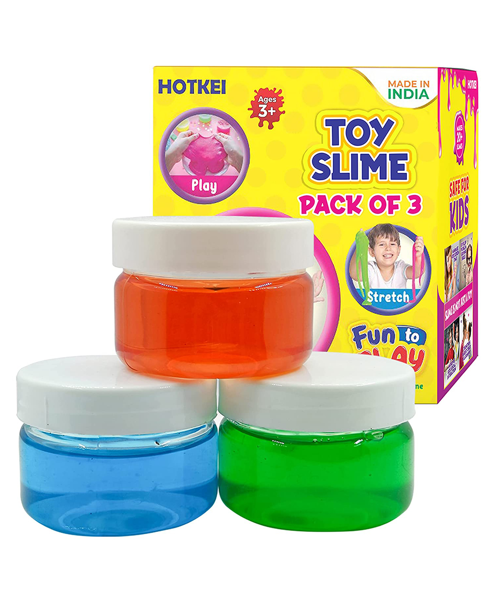 Hotkei Slime Crystal Clay Magic Toy Gel Jelly Putty Set kit Toy Pack of 3- Multicolor-picture-15