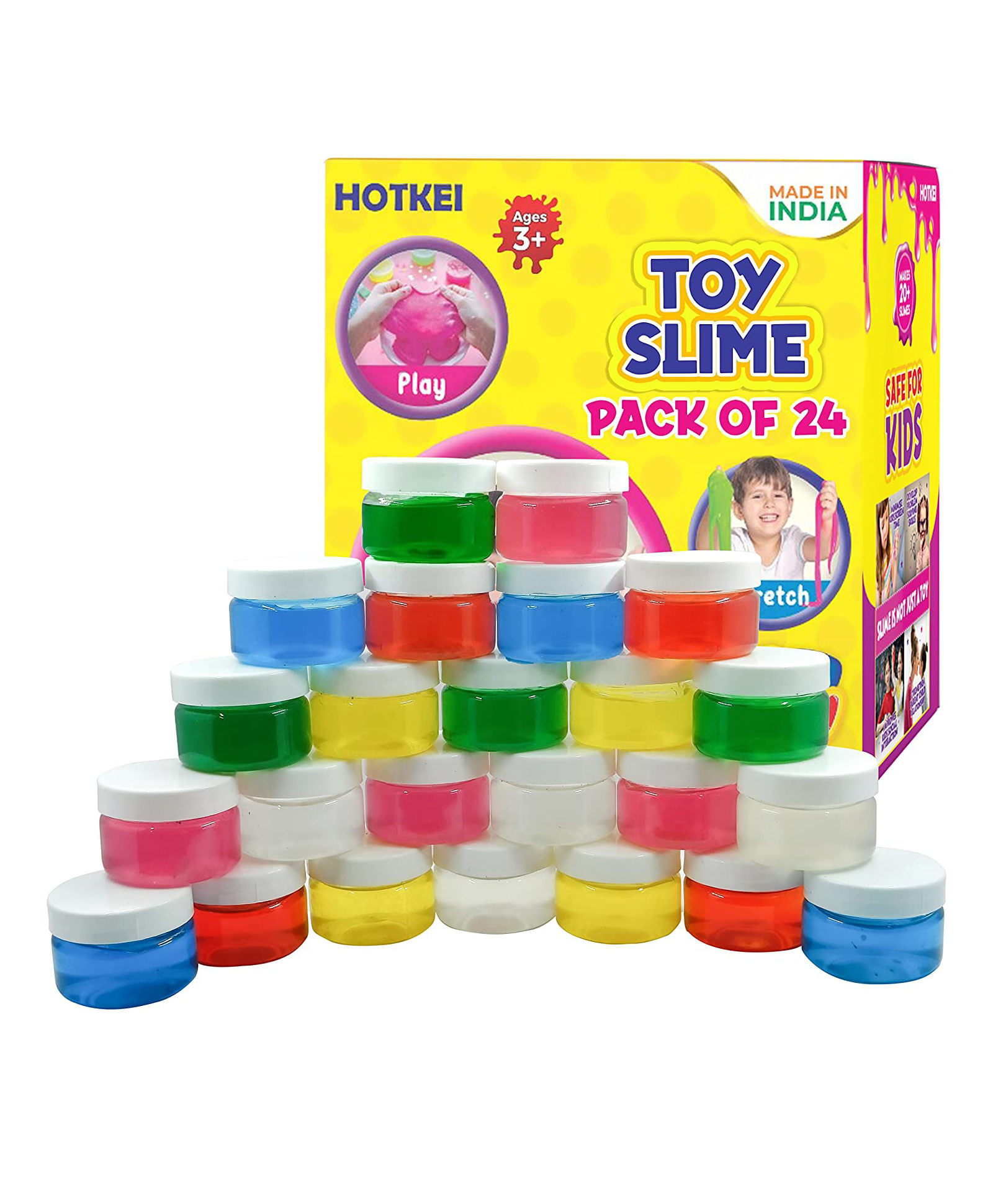 HOTKEI Slime Crystal Clay Magic Toy Slimy Slime Clay Gel Jelly Putty Set kit Toy for Boys Girls Kids Slime Pack of 24- Multicolor-image-6