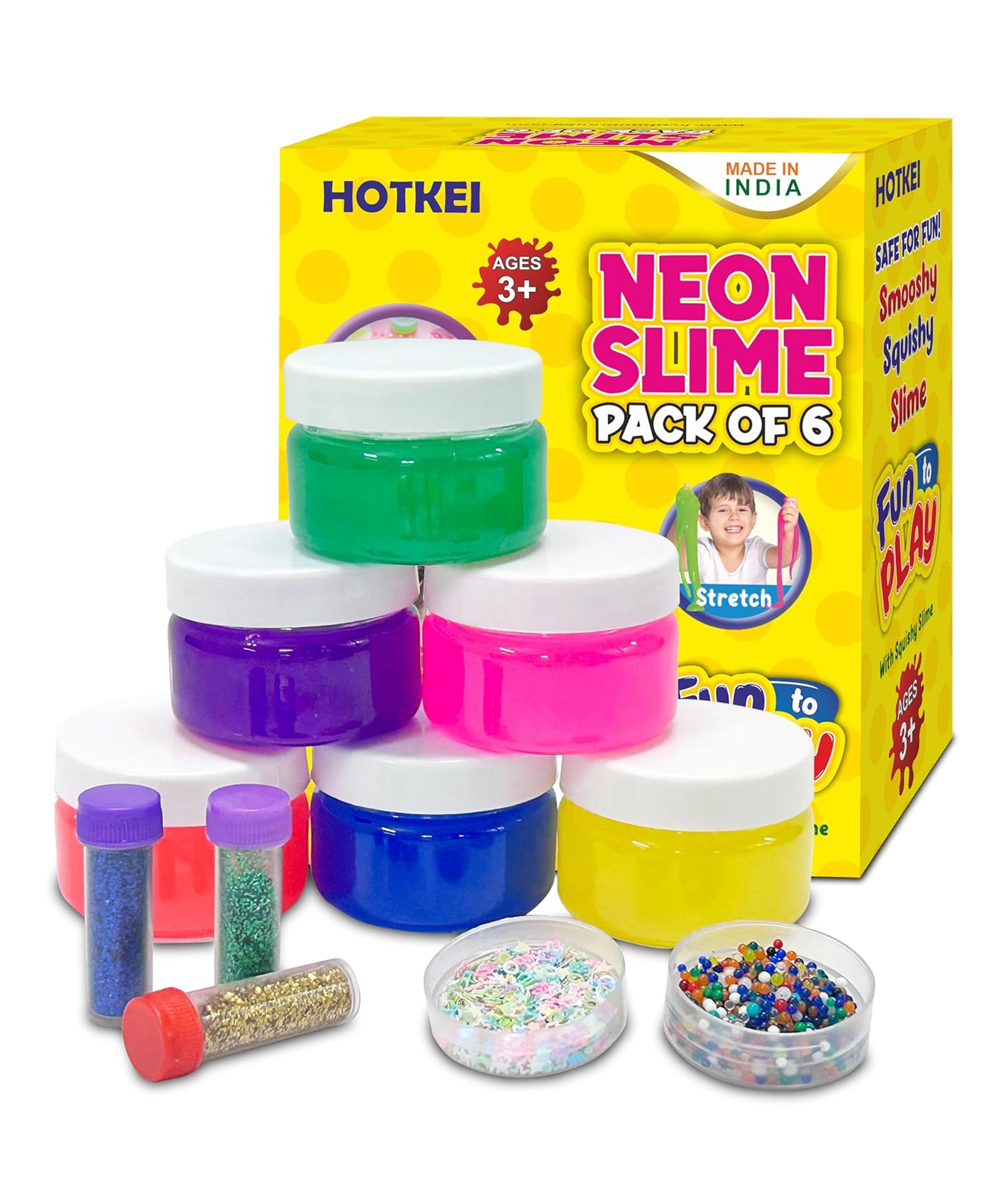 Hotkei Fruit Scented DIY Magic Neon Slime Gel Jelly with Activity Kit Pack of 6 Multicolour - 50 g each-image-6