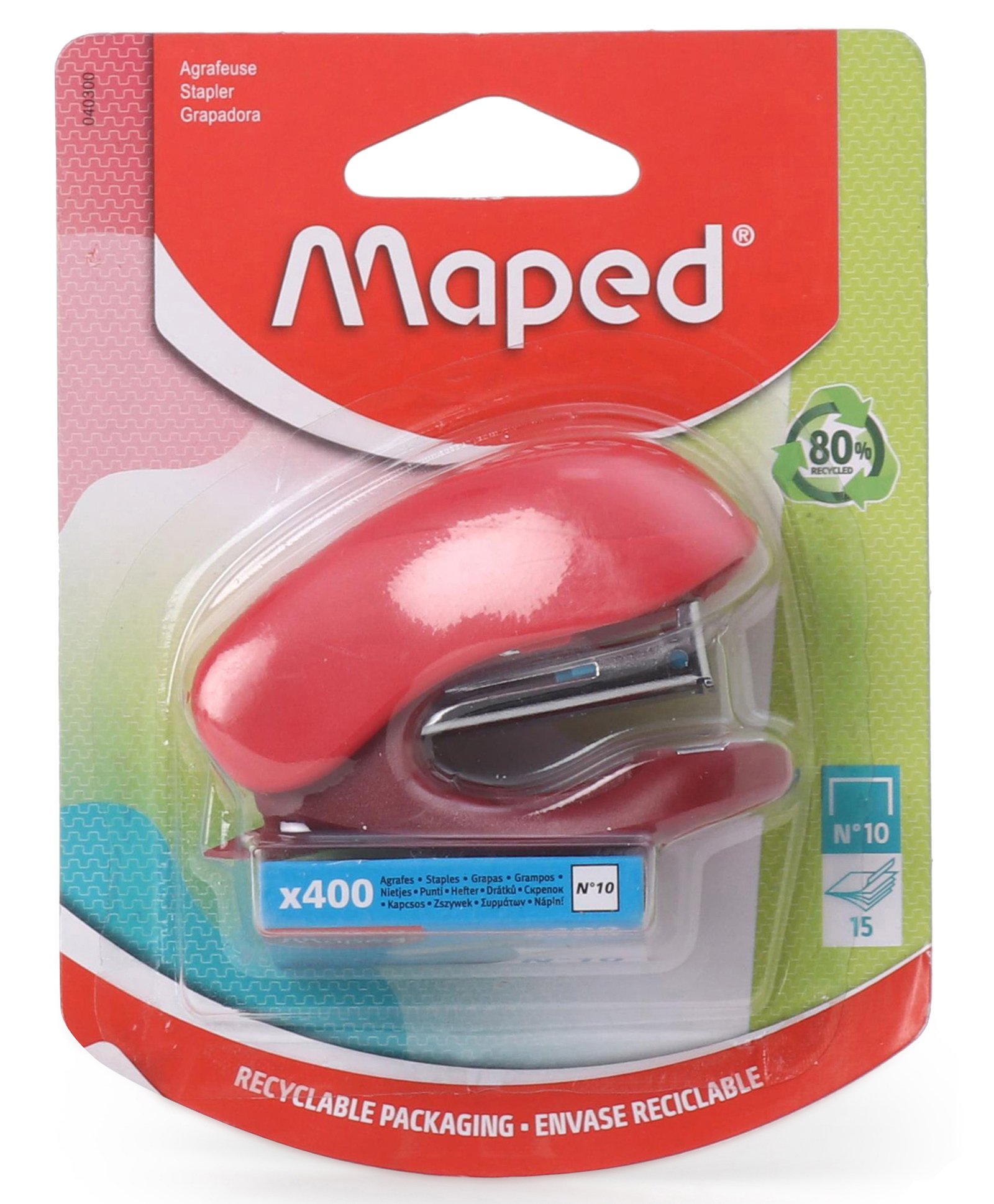 Maped Stapler Vivo N10 Plus 400 Staples Bliste - Red-picture-29