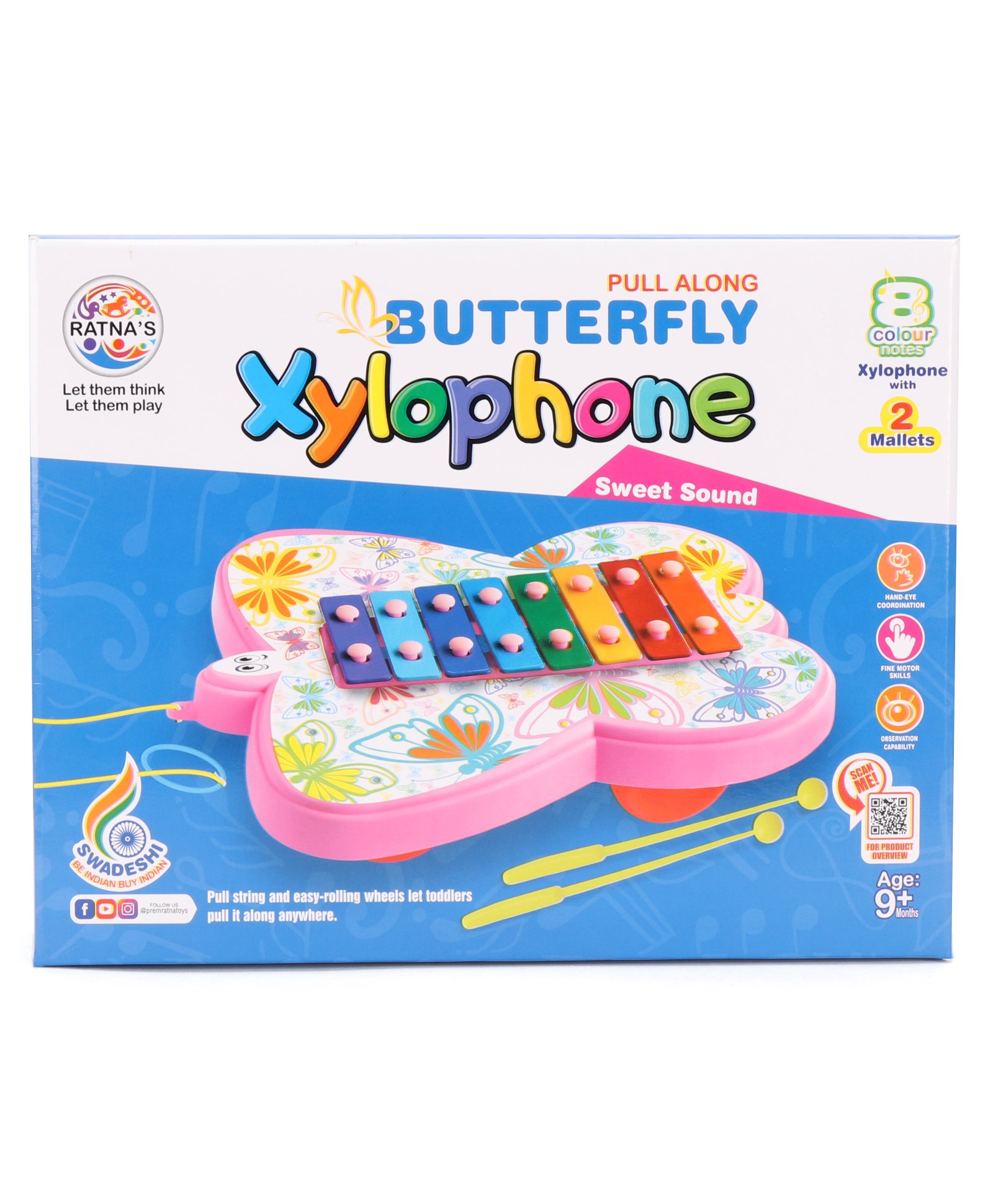 Ratnas Xylophone Butterfly Shape - Pink Multicolor-picture-26