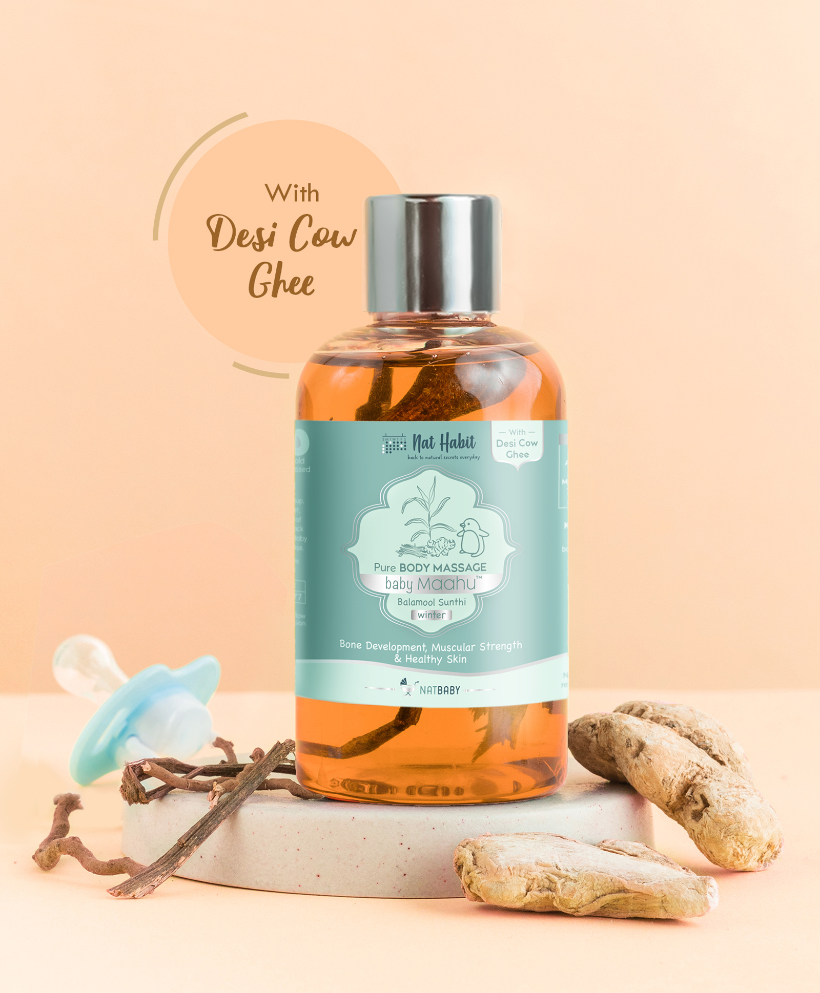 nat habit baby Nat Habit Pure Winter Body Massage Oil Baby Maahu Balamool Sunthi - 100 ml-picture-13
