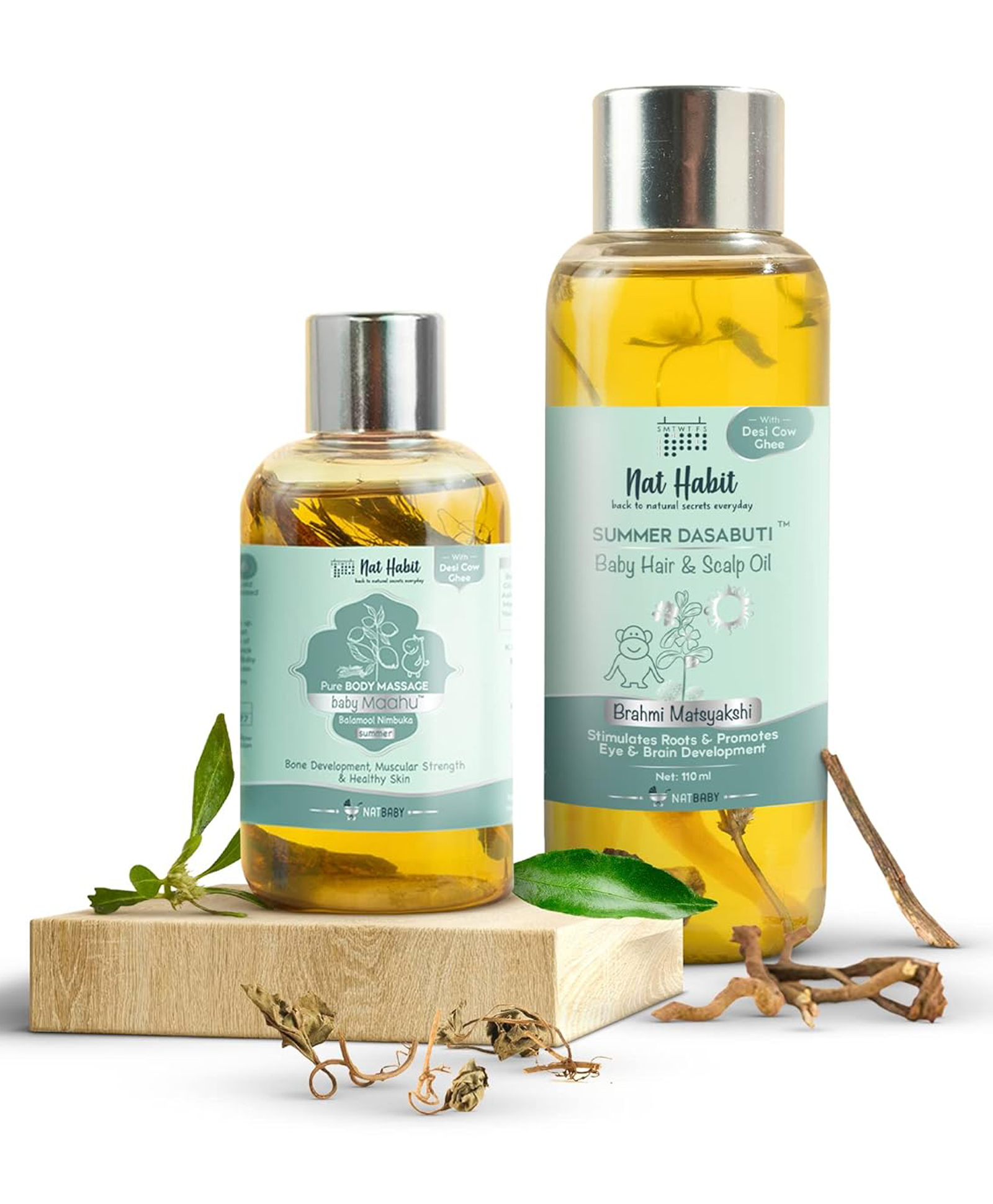 nat habit baby Nat Habit Pure Body Massage Oil Baby Maahu Balamool Nimbuka& Dasabuti Baby Scalp Hair Oil  Brahmi Matsyakshi Summer- 210 ml-picture-19