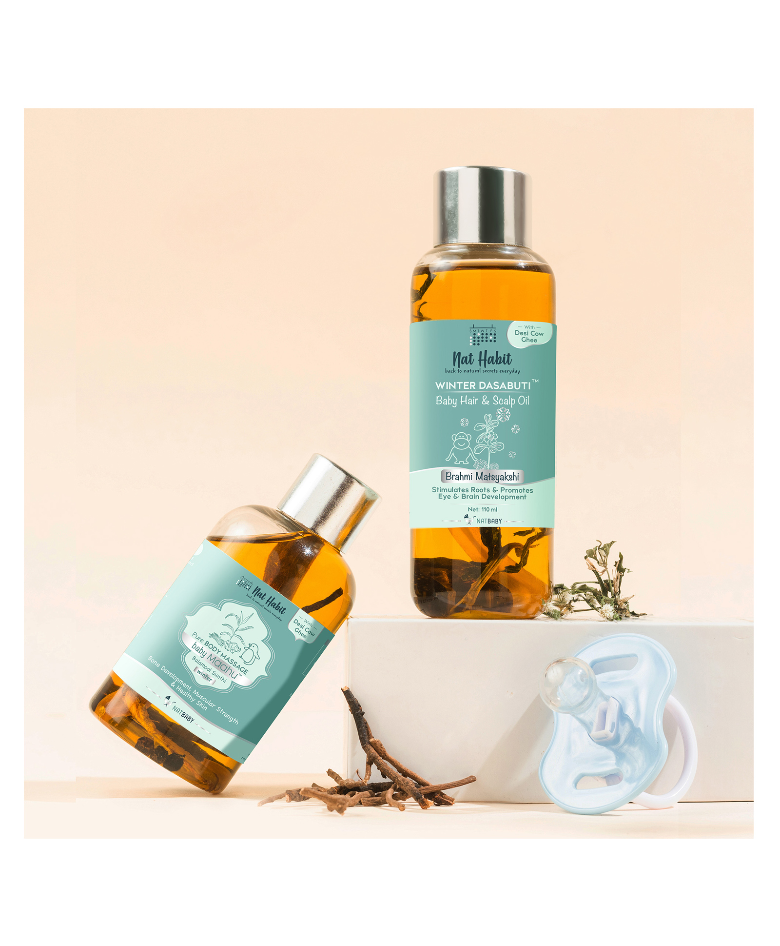 nat habit baby Nat Habit Pure Body Massage oil Baby Maahu Balamool Sunthi  & Dasabuti Baby Scalp Hair Oil  Brahmi Matsyakshi Winter- 210 ml-picture-10