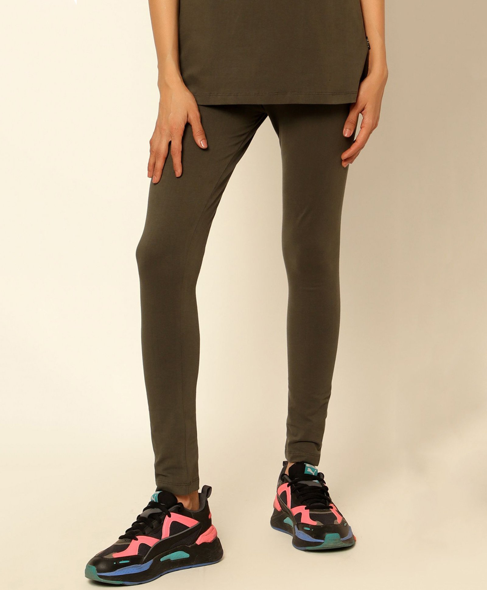 Zelena Solid High Waisted Postpartum Leggings - Dark Green-picture-20