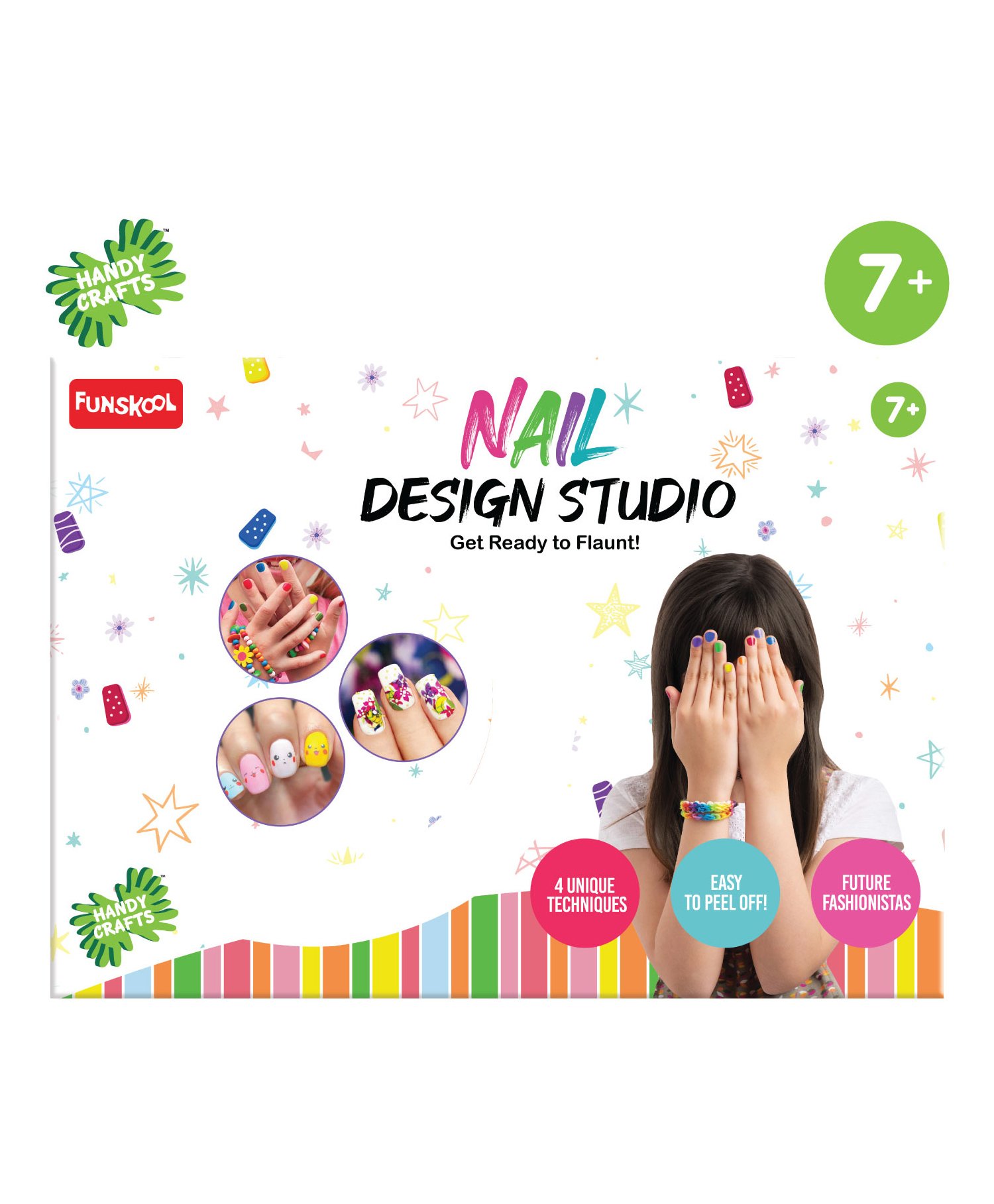 Funskool Handycrafts Easy To Peel Nail Design Studio - Multicolour