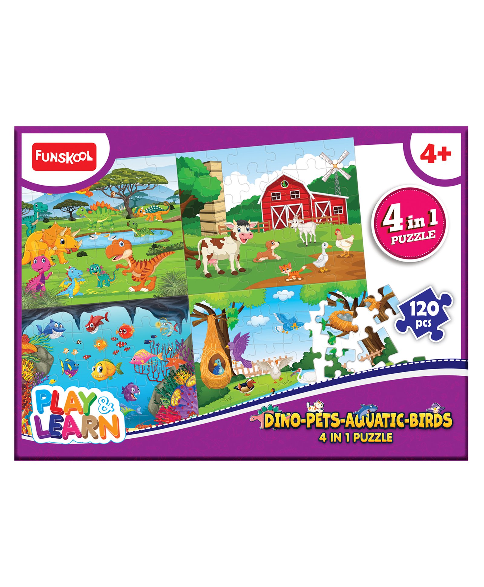Funskool Play & Learn Dino-Pets-Aquatic-Birds 4 in 1 Educational Puzzle- 120 Pieces-picture-23