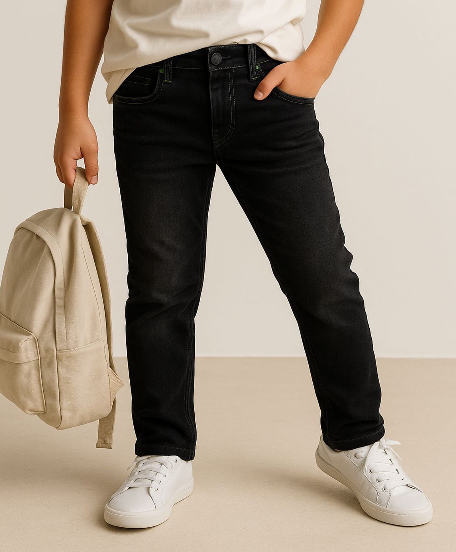 Tales & Stories Lycra Slim Fit Solid Button Down Jeans -  Black-picture-14