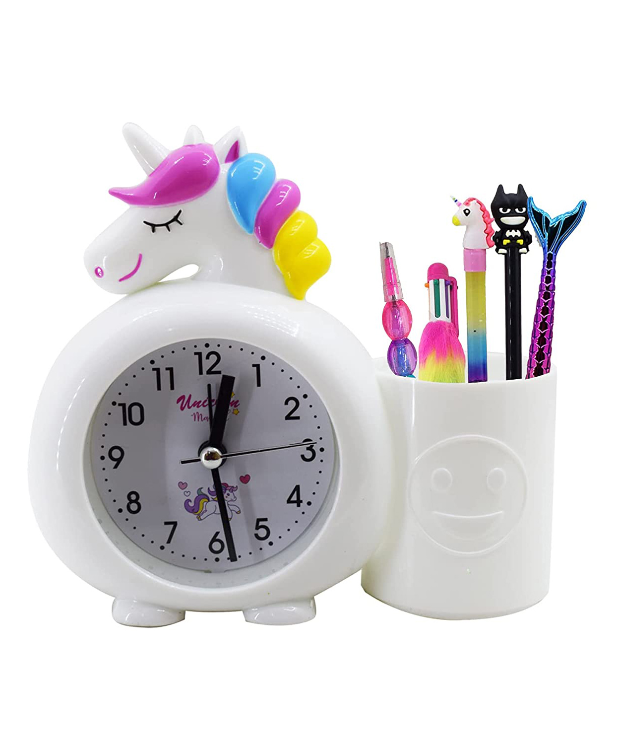 Asera  Unicorn Alarm Table Clock With Pen Stand Pencils & Pens For Kids - Multicolour-image-10