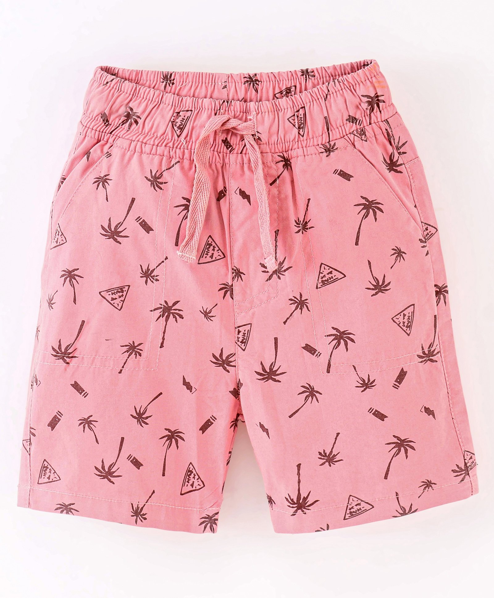 CUCUMBER Cotton Woven Knee Length Shorts Trees Print - Peach-picture-17