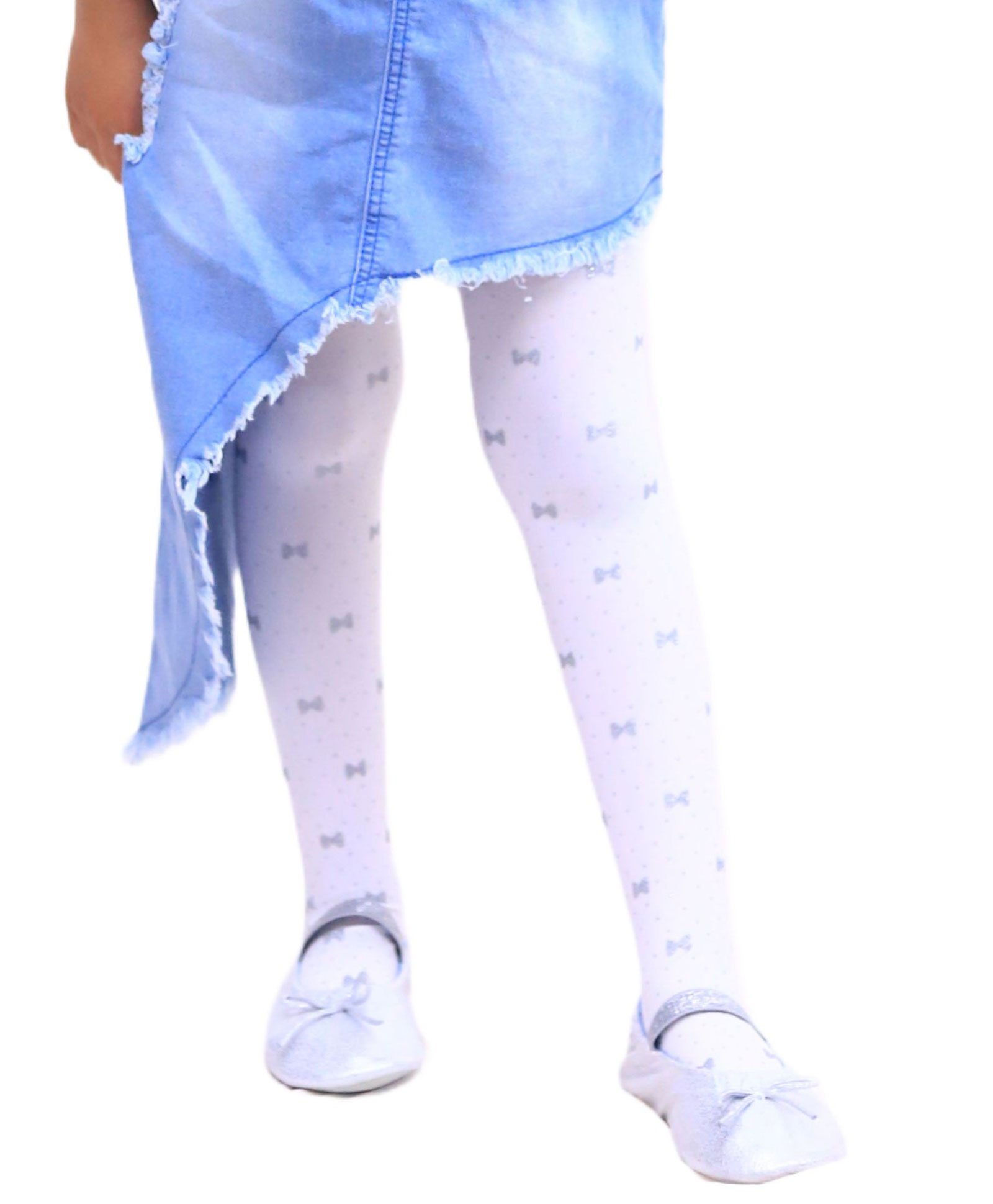 NEXT2SKIN Bow & Polka Dots Printed Footed Stockings - White-image-30