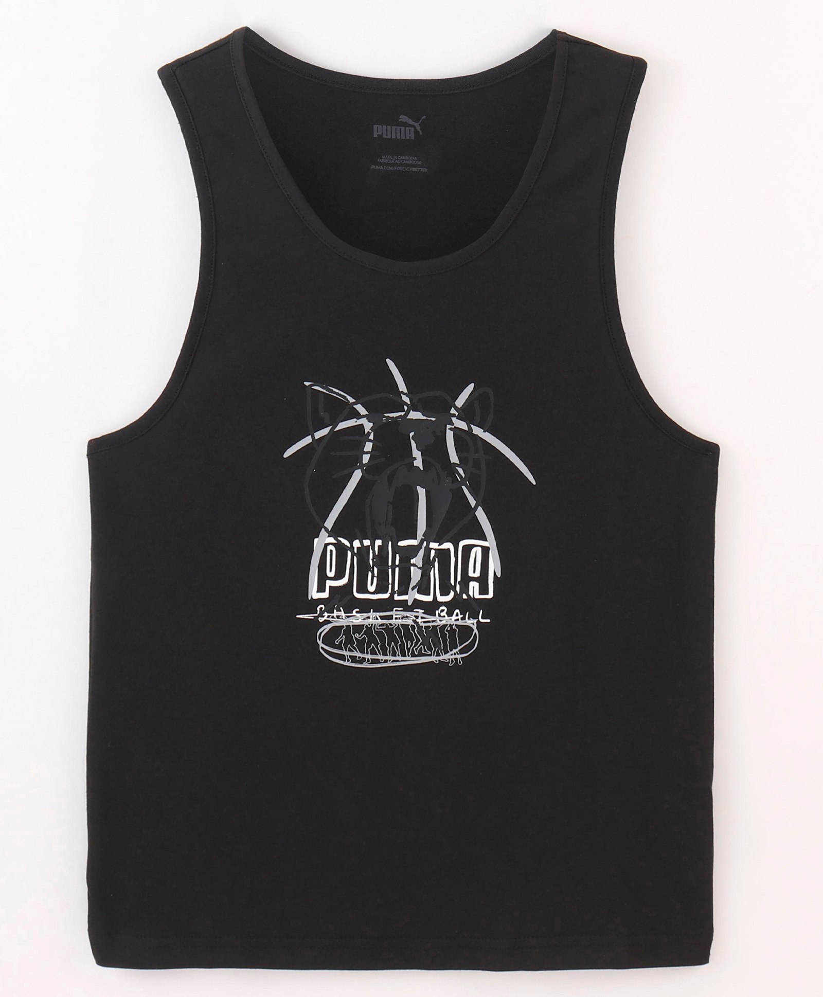 PUMA Cotton Sleeveless BASKETBALL Tank - Black-picture-46
