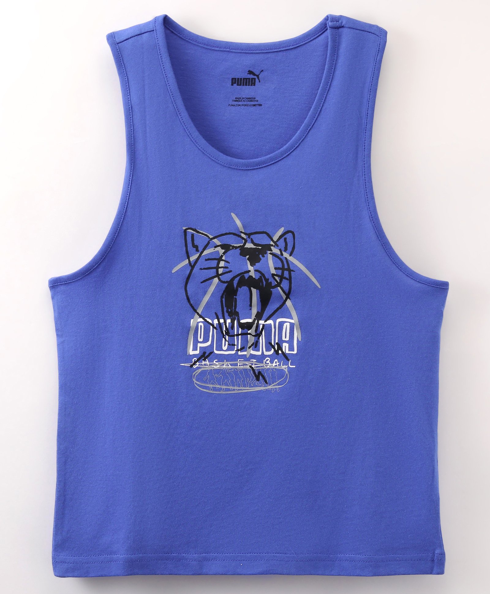 Puma Cotton Sleeveless Basketball Tank - Royal Sapphire-picture-22