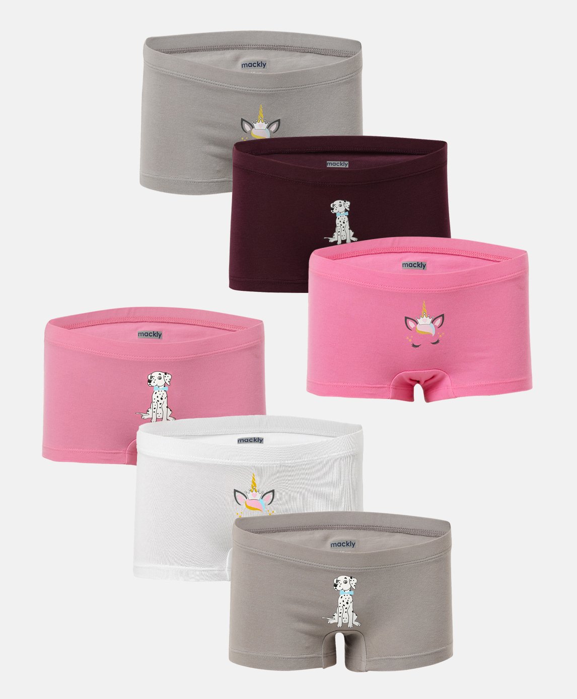 Mackly Pack Of 6 Unicorn & Dog Printed Hipster Panties - Pink & Grey-picture-43