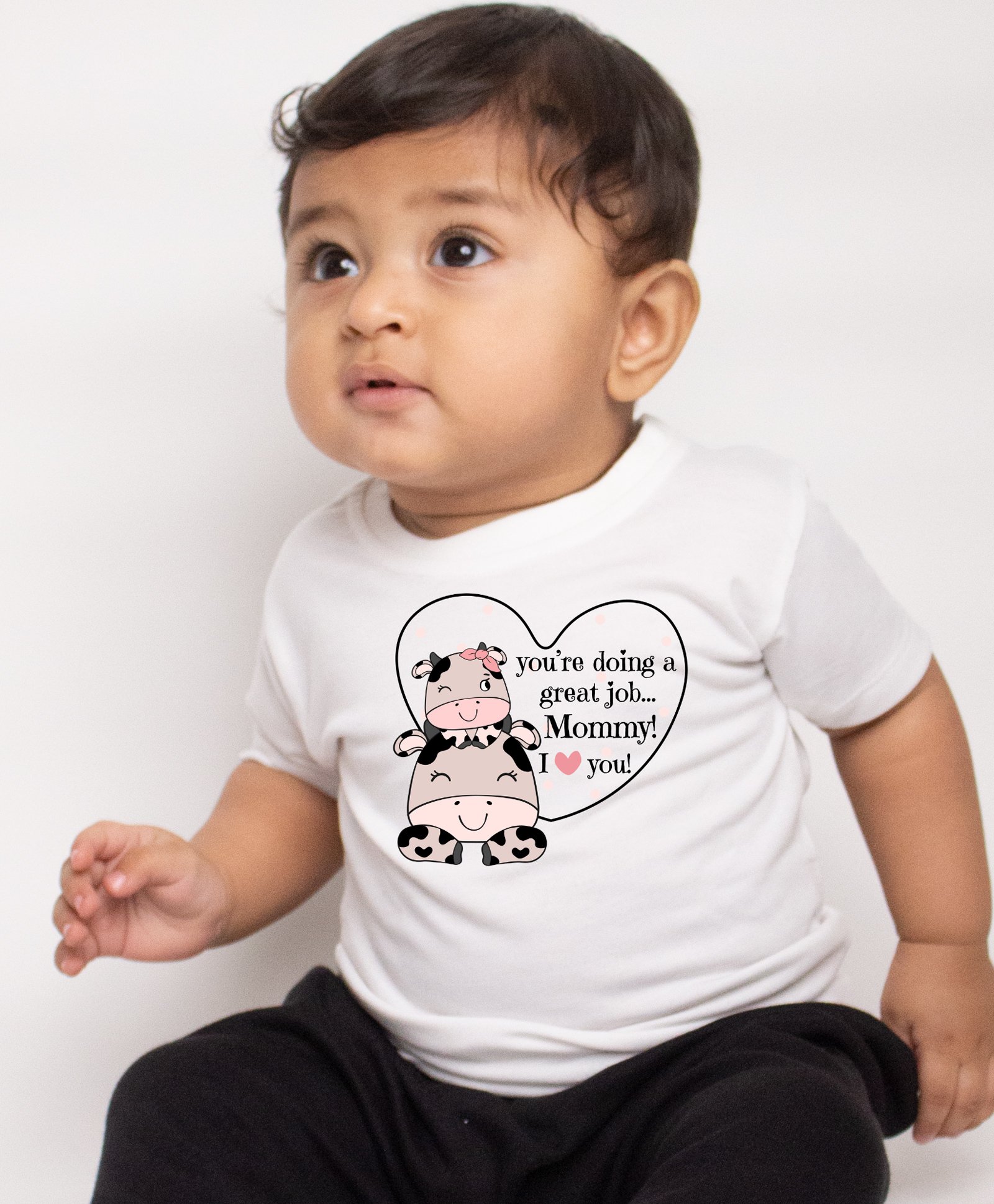 KNITROOT Mother's Day Theme Half Sleeves You Are Doing The Great Job Mommy Printed Tee - White-picture-13
