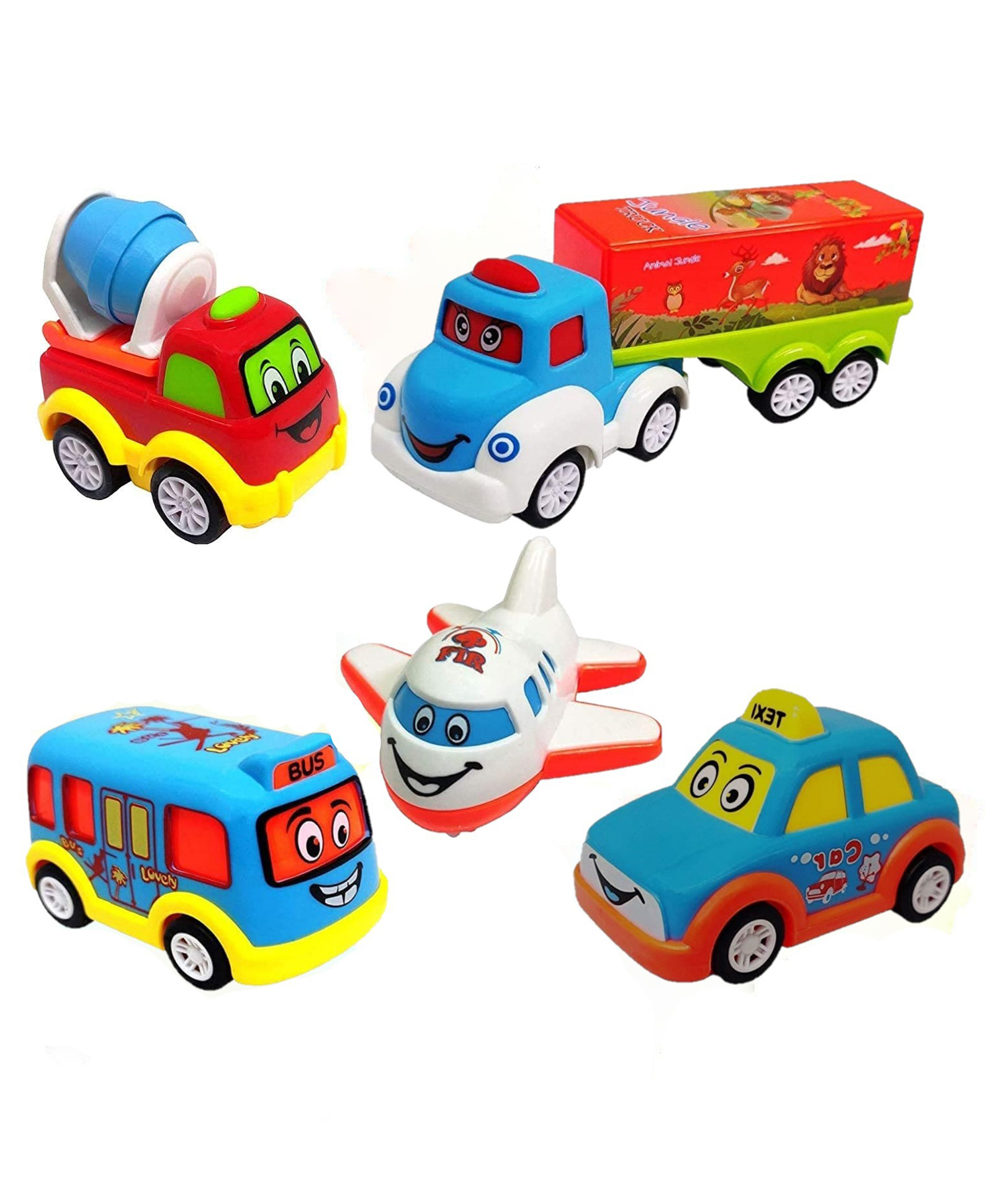 ADKD Friction Powered Pull Back Toy Vehicles Set of 5 - Multicolor-picture-24
