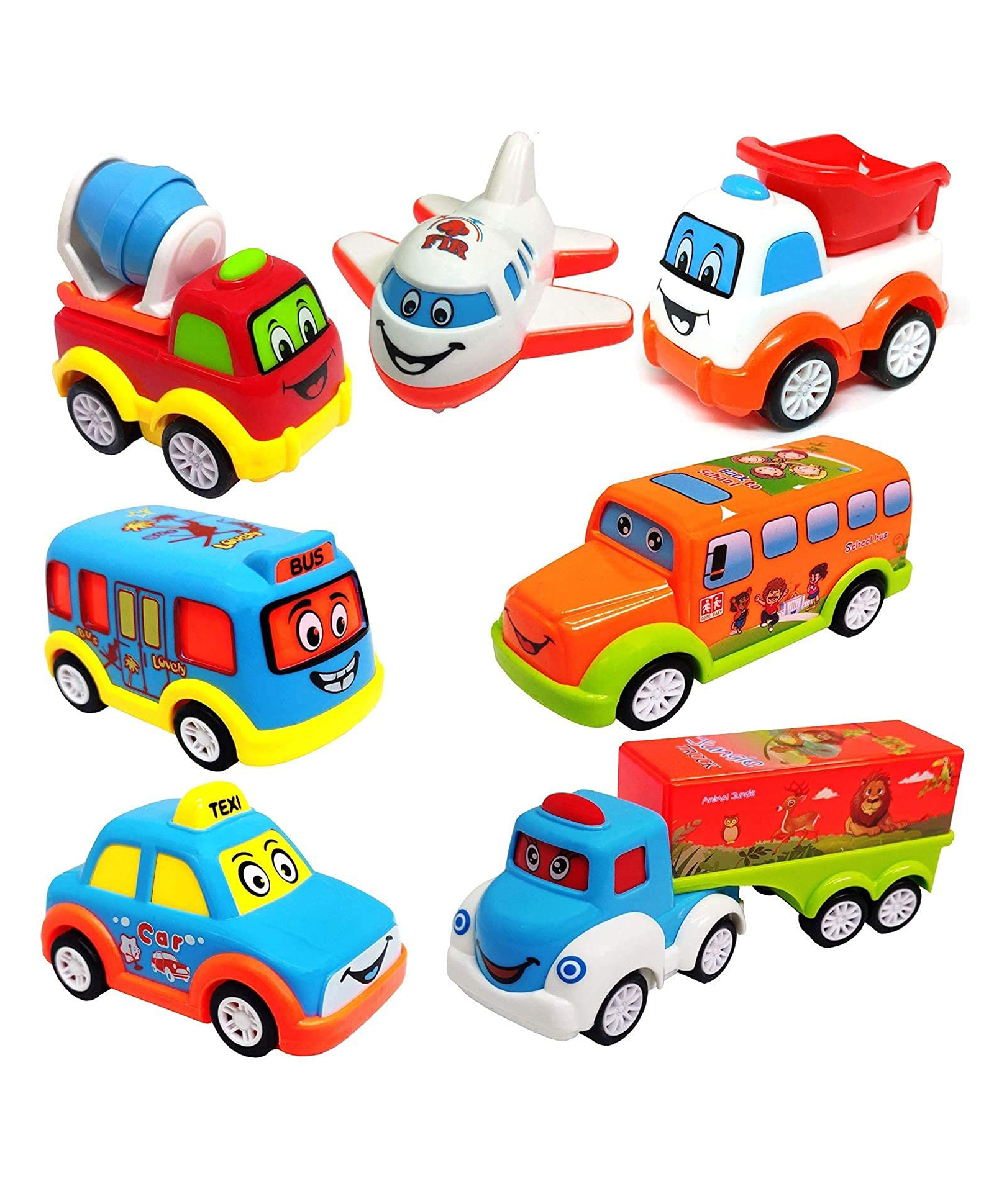 ADKD Friction Powered Pull Back Toy Vehicles Set of 7 - Multicolor-picture-3