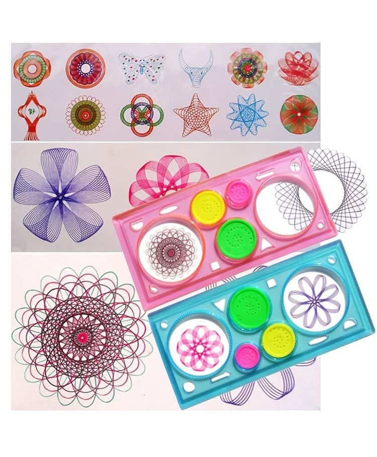 Muren Designer Spirograph Geometric Stencil Design Ruler Pack of 2 (Color May Vary)-picture-44