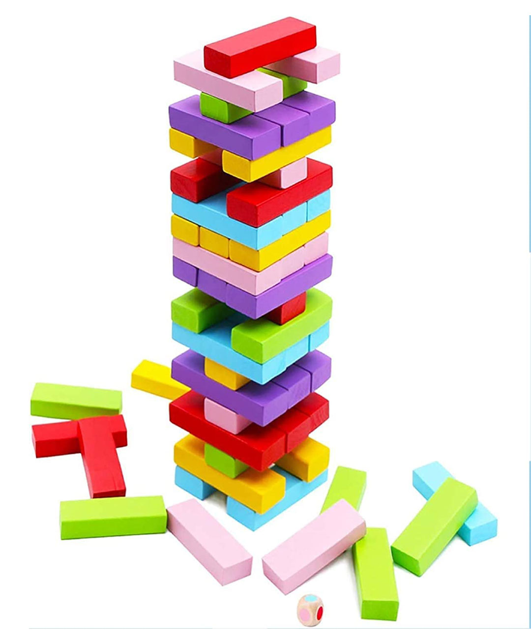 Muren Wooden Stacking Board Games 54 Pcs Tumbling Tower Blocks Game - Multicolor(Color May Vary)-picture-12