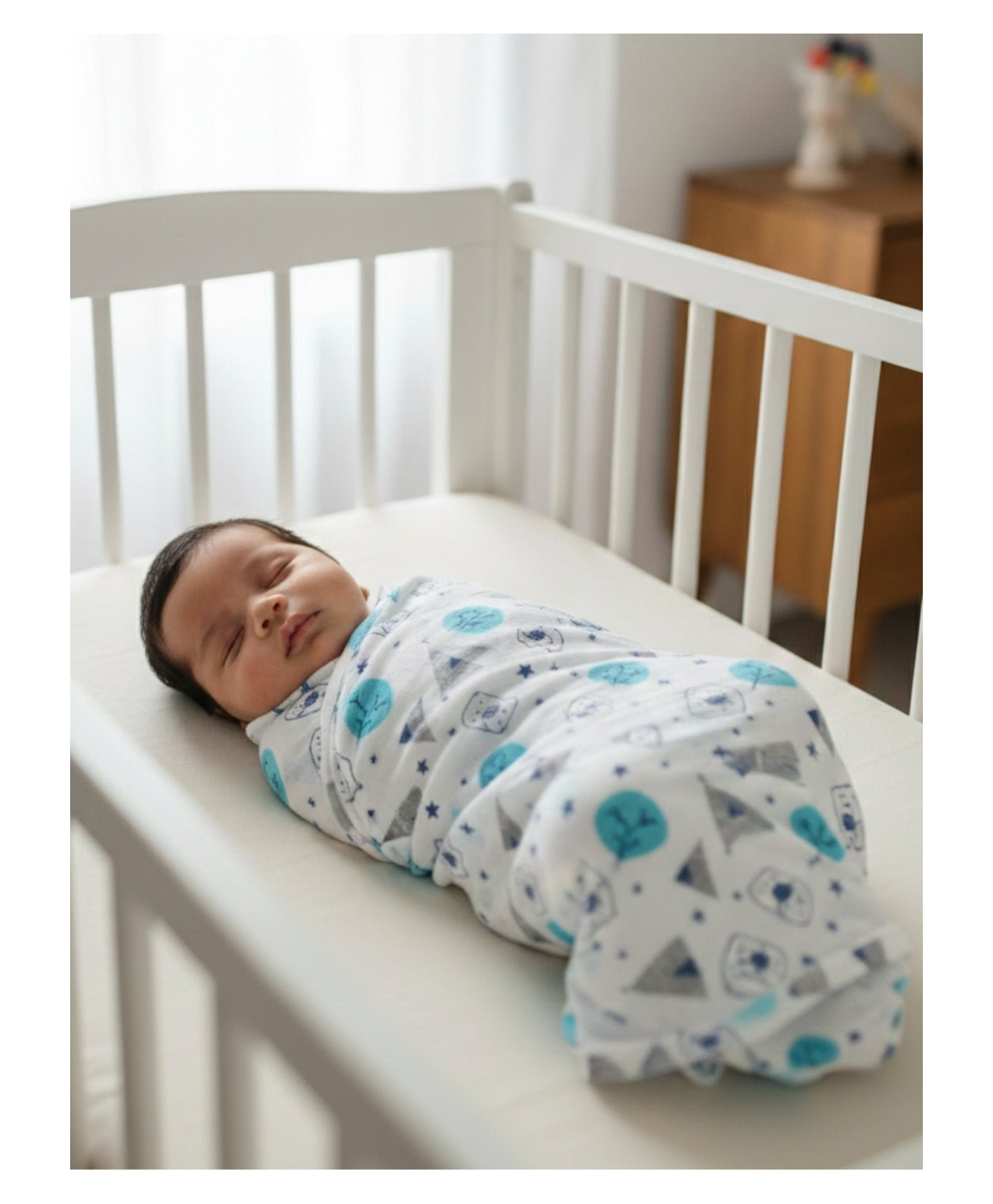 The Mom Store Baby Swaddle Wrap Blue Forest - Multicolour-picture-38