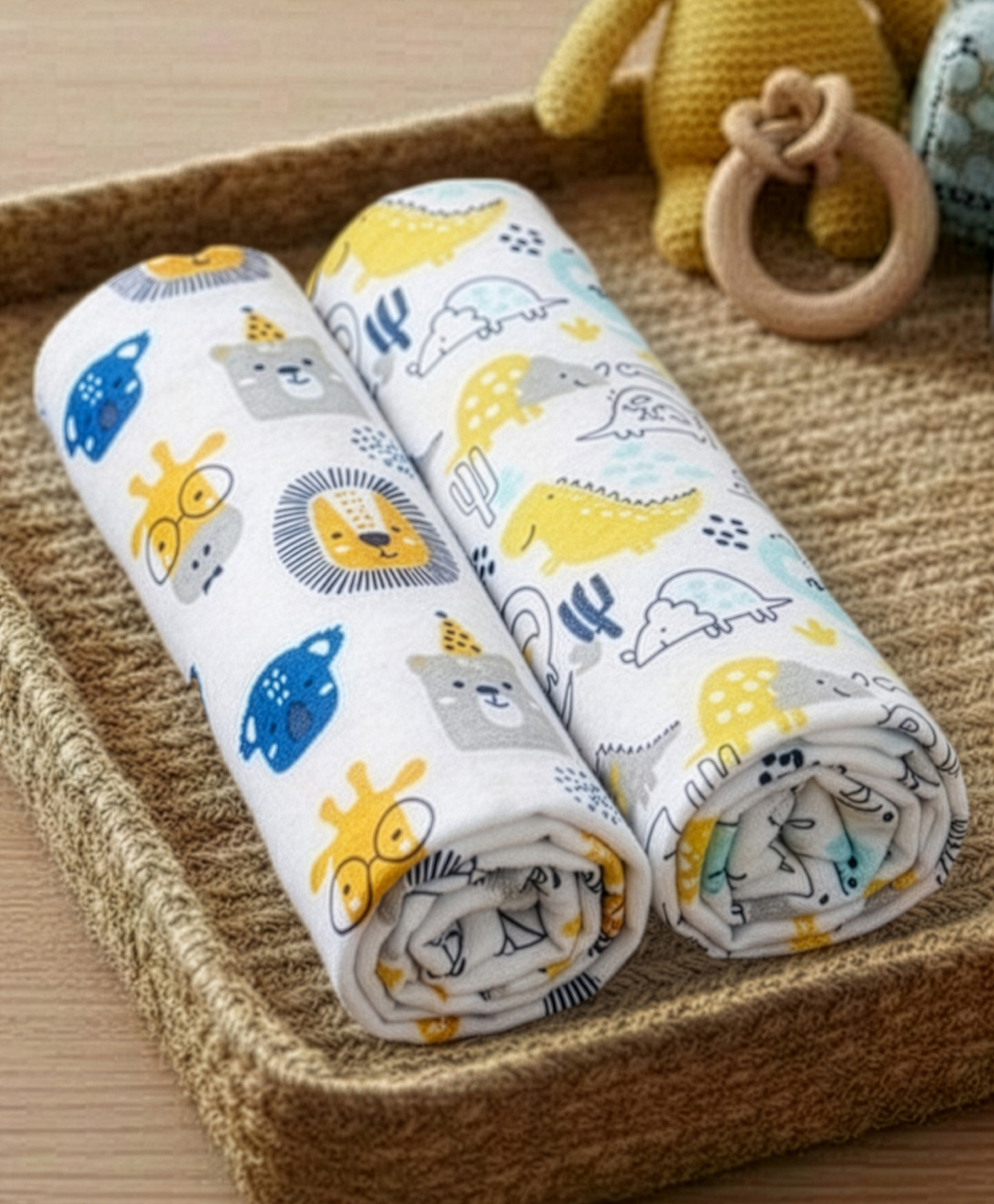The Mom Store Baby Swaddle Wrap Combo Guess the Animal & Dino Forest Pack of 2 - Multicolour-picture-18