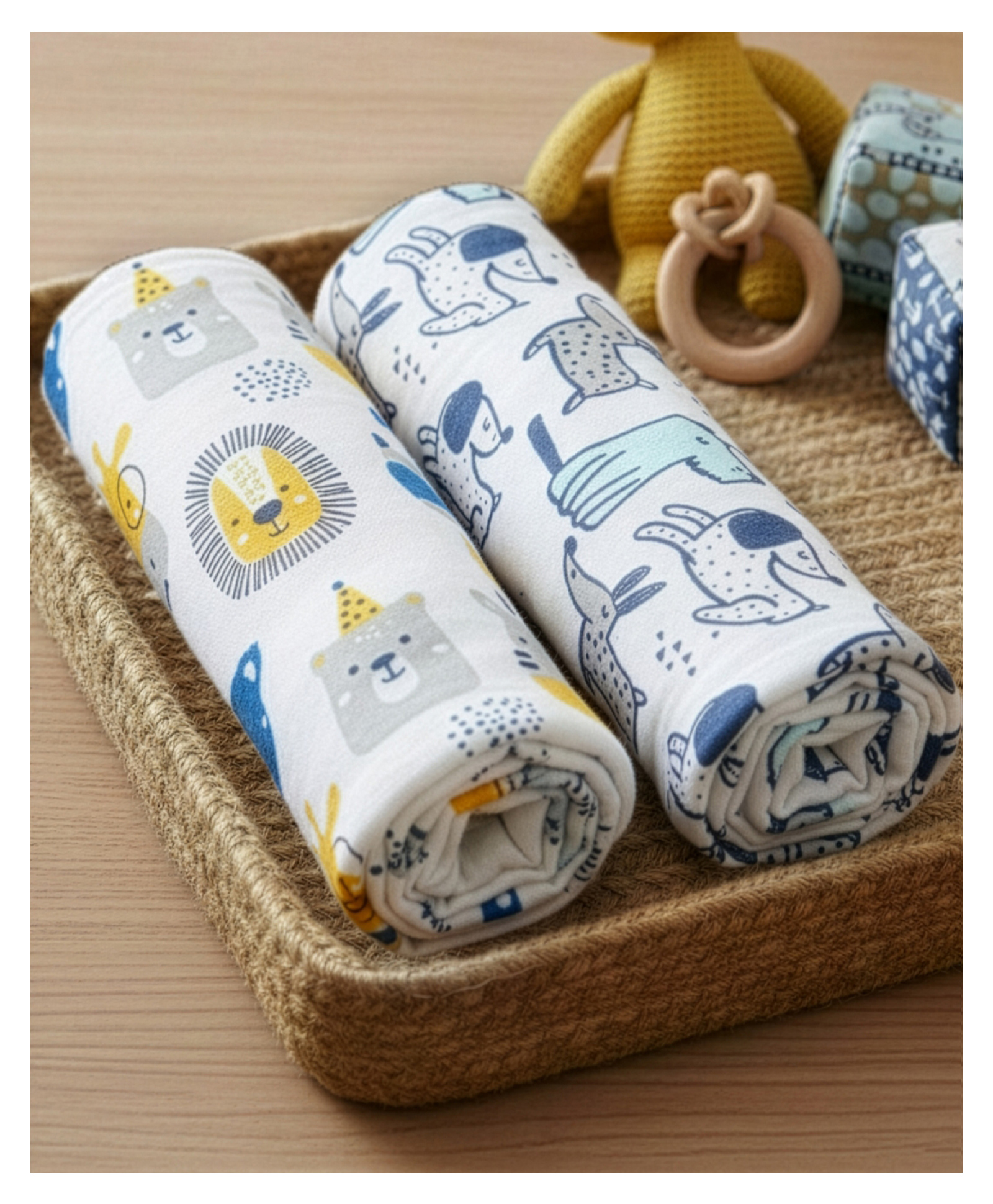 The Mom Store Baby Swaddle Wrap Combo Guess the Animal & Cute Puppy Pack of 2 - Multicolour-picture-20