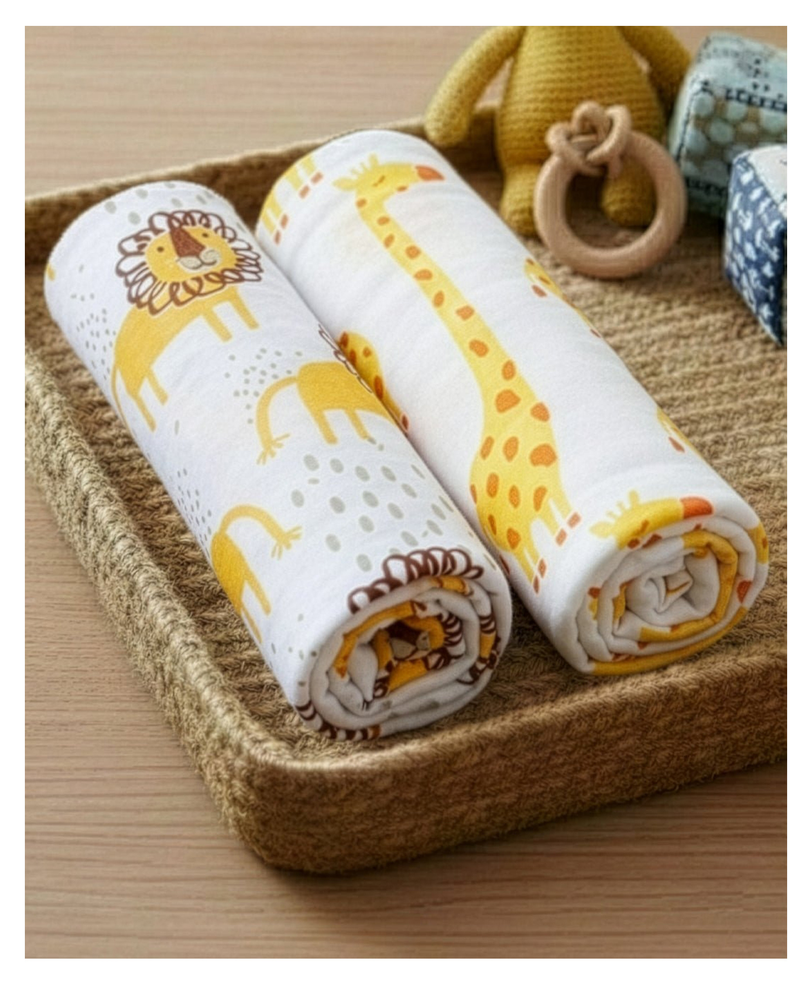 The Mom Store Baby Swaddle Wrap Combo Jungle King & Tall as a Giraffe Pack of 2 - Multicolour-picture-21