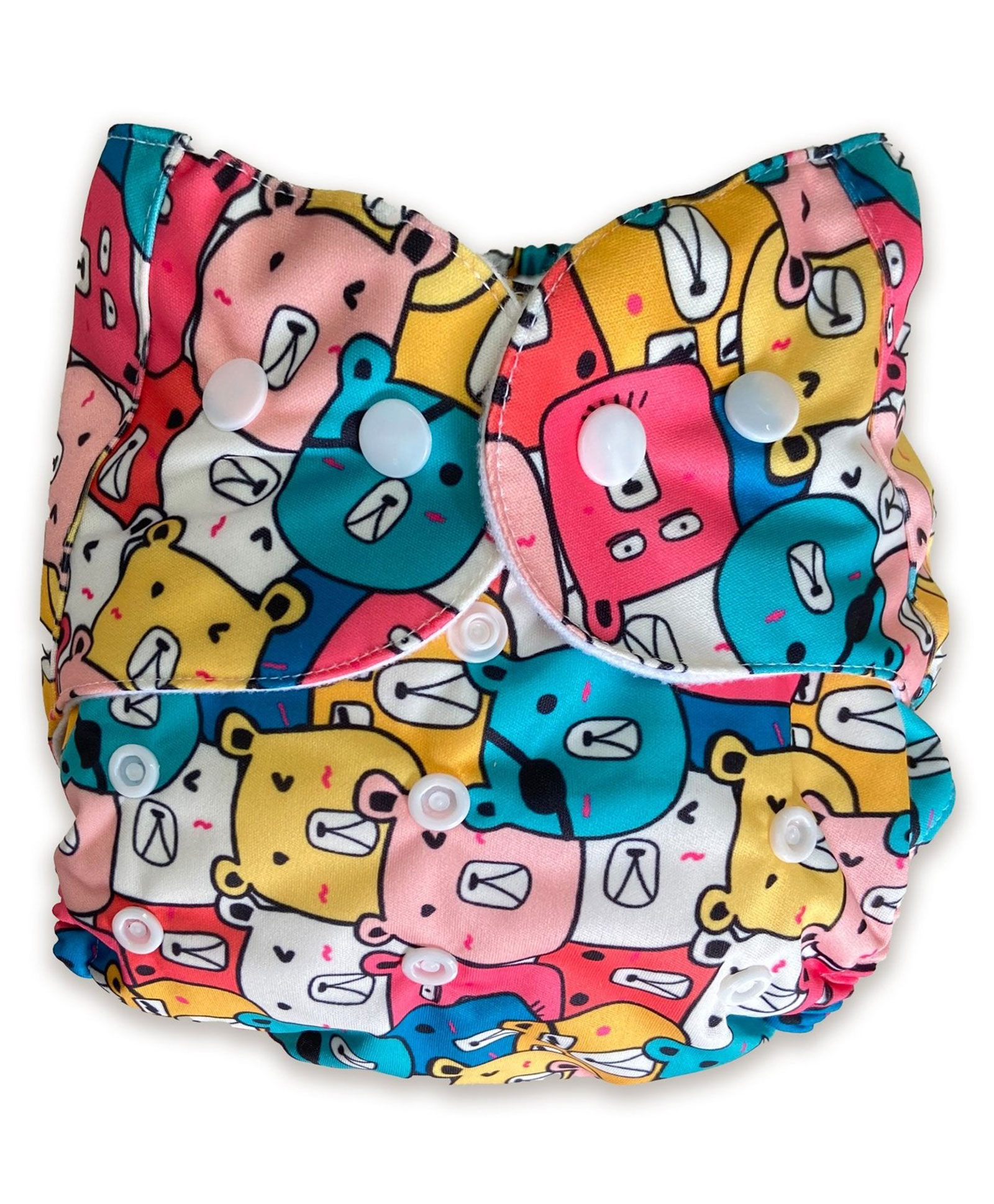 The Mom Store Bear Buddies Print Reusable Cloth Diaper - Multicolour-image-24