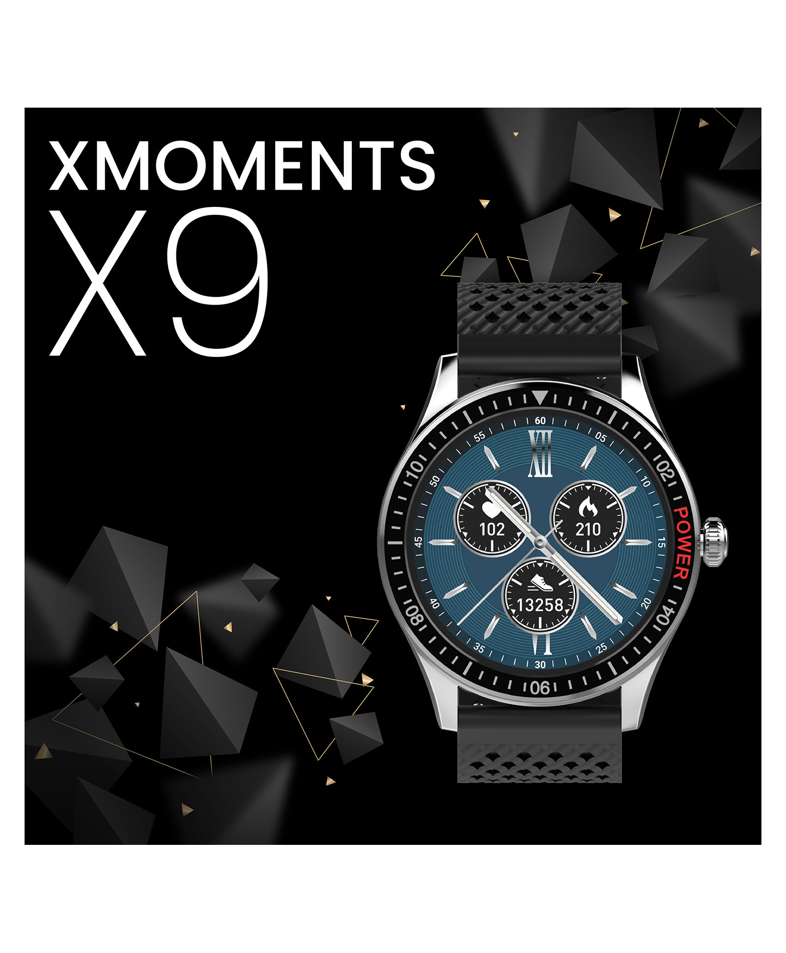 XTOUCH Smart Watch On Display Message & Calling Notification Thermometer and Sleep Monitor - Black-image-2