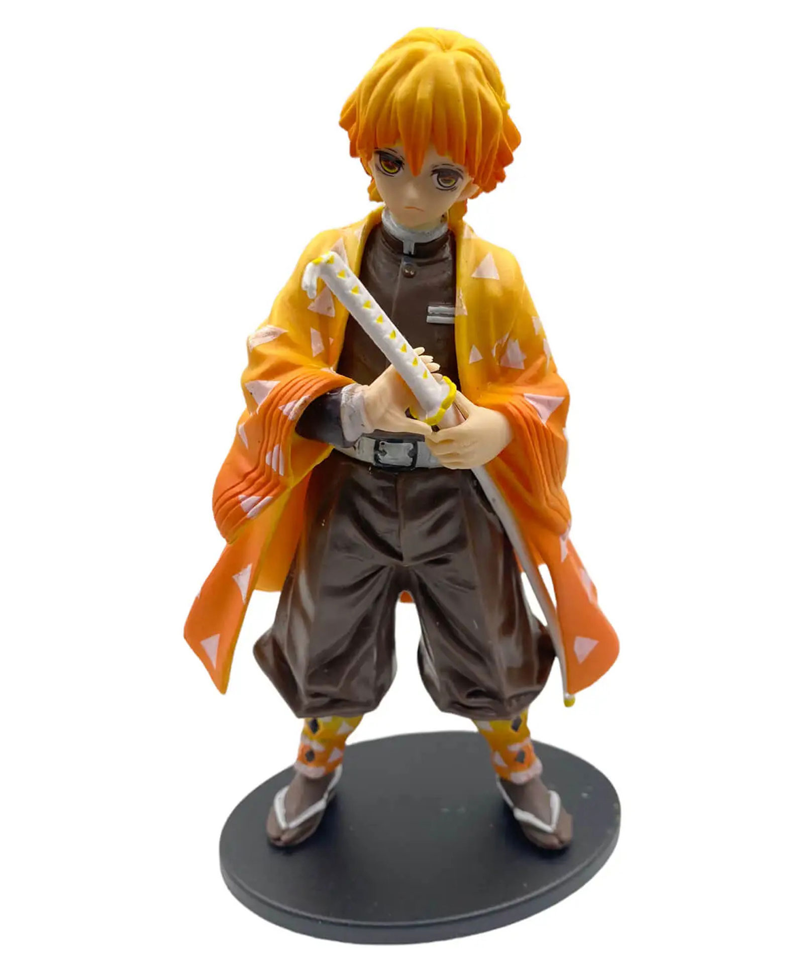 Awestuffs Zenitsu Demon Slayer Action Figure Limited Edition for Car Dashboard Decoration Cake Office Desk & Study Table - Height 21 cm-picture-0