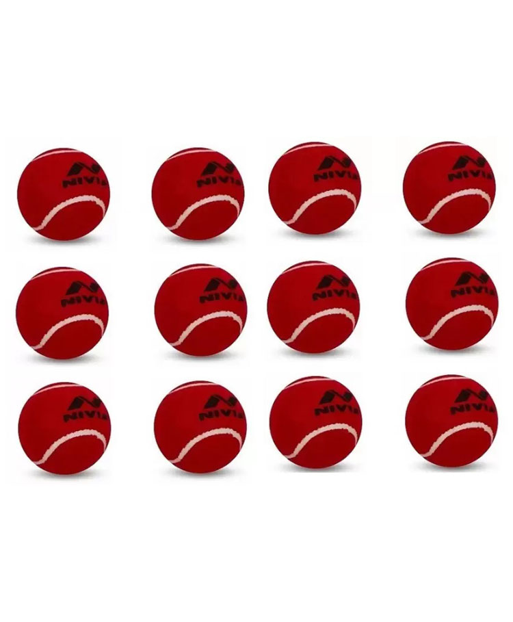 Nivia Heavy Cricket  Tennis Ball Pack of 12 - Red-image-2