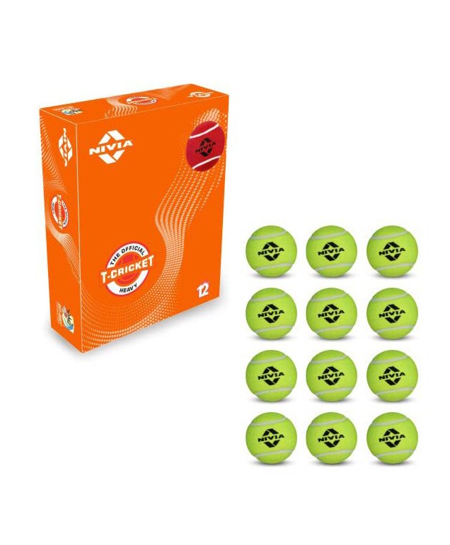 Nivia Light Weight Rubber Tennis Cricket Ball Pack of 12 - Yellow-image-43