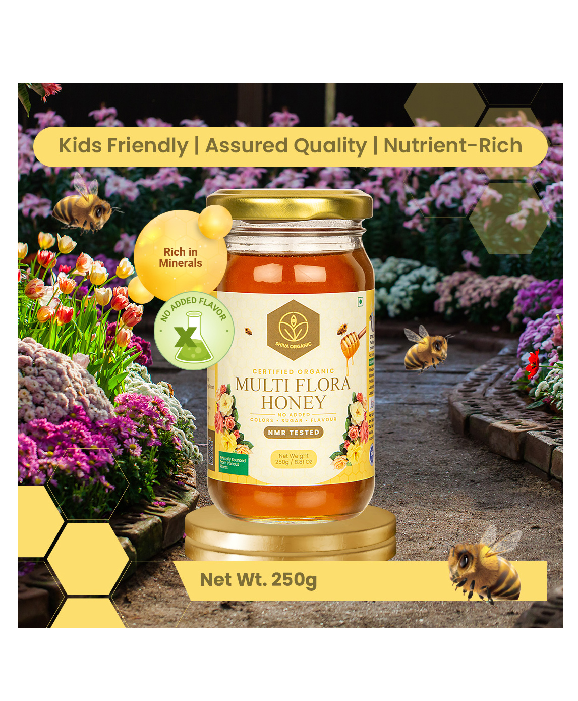 Shiva Organic Multi Flora Honey NMR Tested 100% Natural Healthy and Pure No Added Sugar - 250 g-image-5