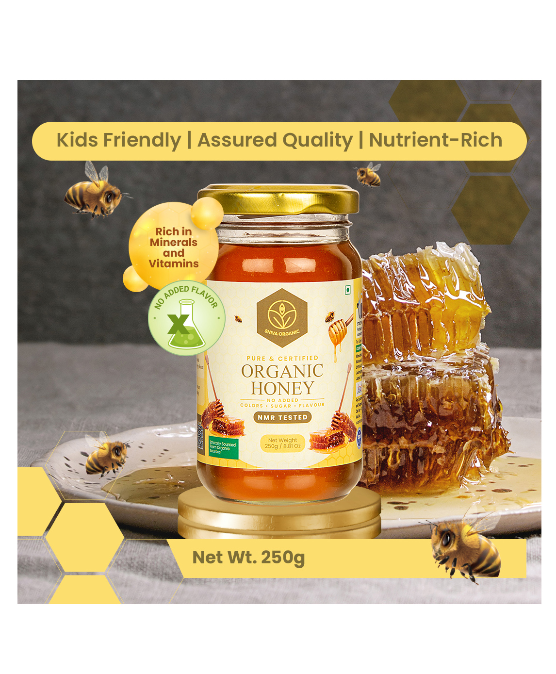 Shiva Organic Honey NPOP Certified 100% Natural Healthy and Pure No Added Sugar Flavour Unadulterated Sourced Ethically - 250 g-image-7