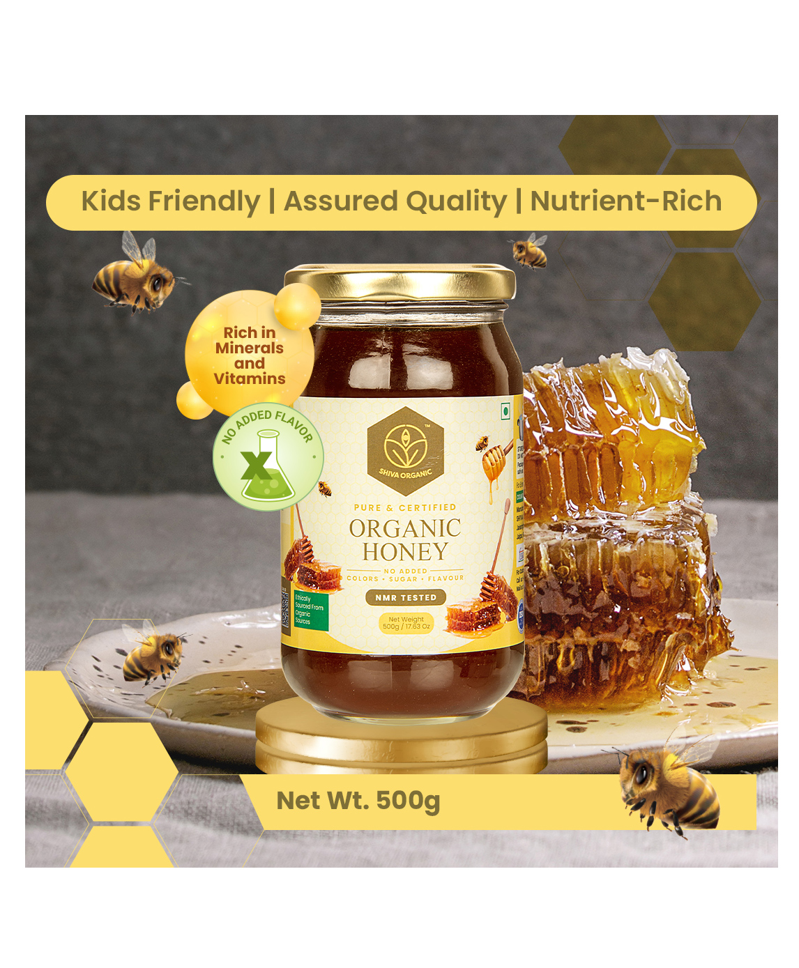 Shiva Organic Honey NPOP Certified 100% Natural Healthy and Pure No Added Sugar Flavour Unadulterated Sourced Ethically - 500 g-image-6