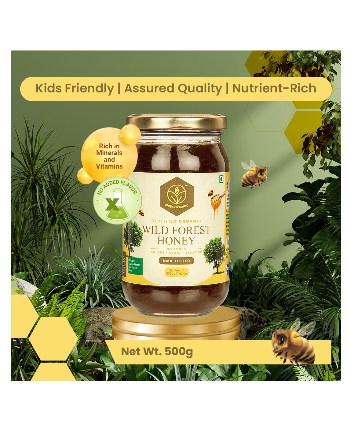 Shiva Organic Wild Forest Honey NMR and NPOP Certified 100% Natural Healthy and Pure No Added Sugar Flavour Unadulterated Sourced Ethically - 500 g-image-12
