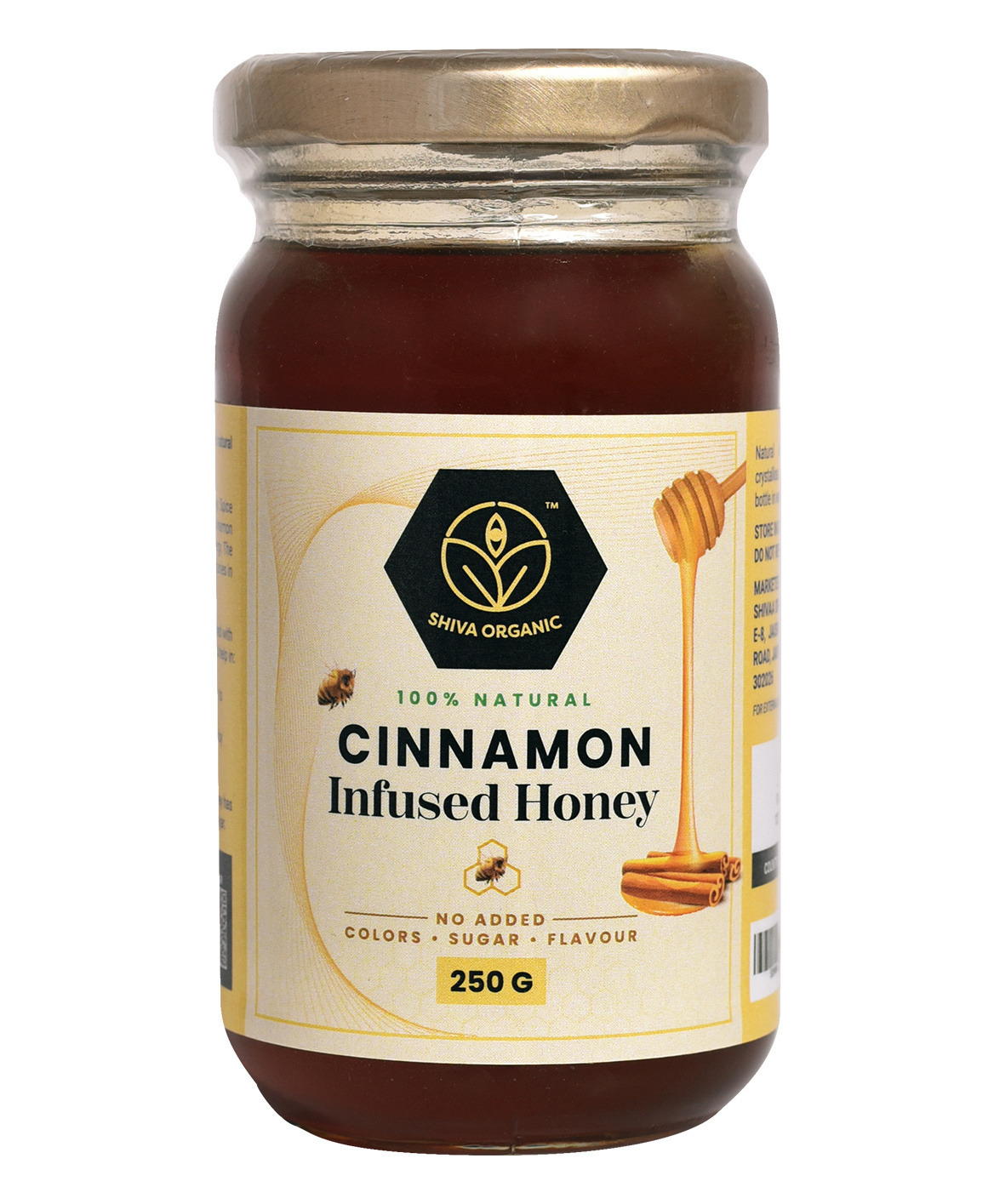 Shiva Organic Cinnamon Infused Honey 100% Natural and Pure No Added Sugar No Added Color Flavour Unadulterated - 250 g-image-2