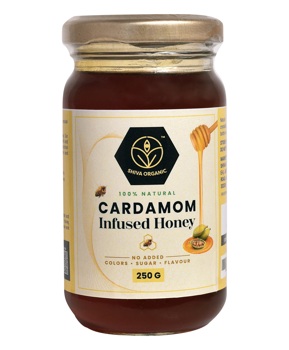Shiva Organic Cardamom Infused Honey 100% Natural and Pure No Added Sugar No Added Color Flavour Unadulterated - 250 g-image-21