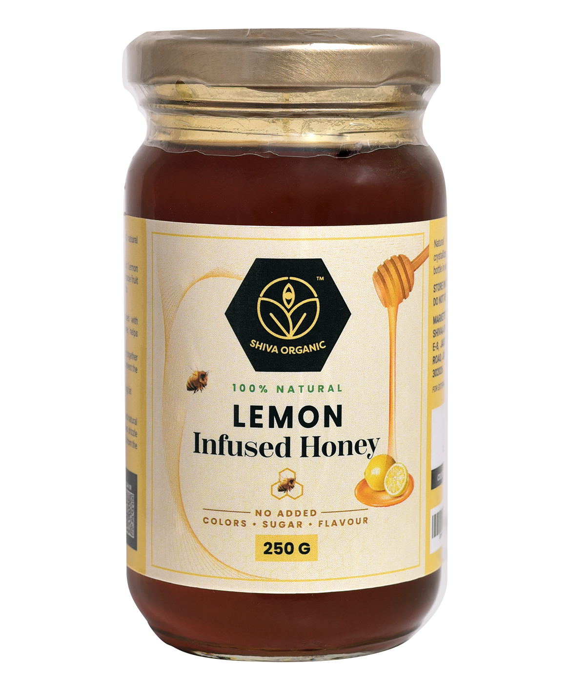 Shiva Organic Lemon Infused Honey 100% Natural and Pure No Added Sugar No Added Color Flavour Unadulterated - 250 g-image-1