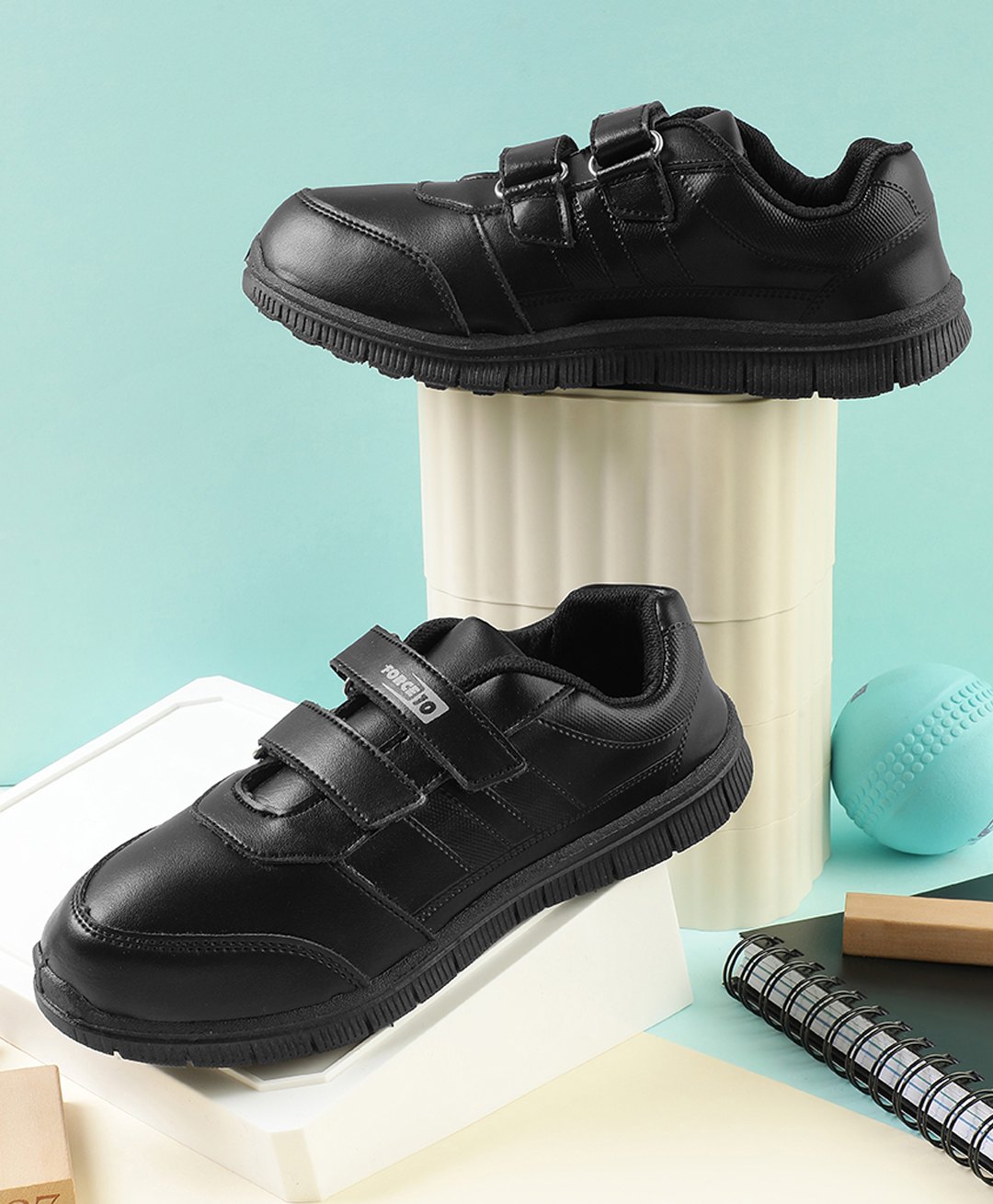 Liberty Solid Velcro Closure School Shoes - Black-picture-24