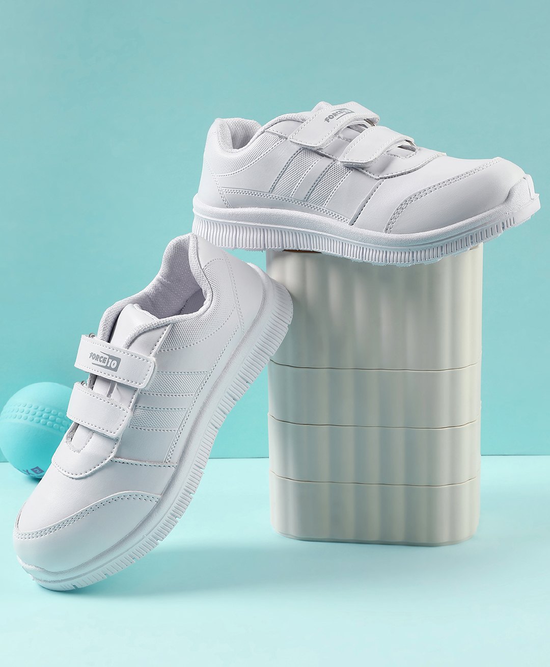 Liberty Solid Velcro Closure School Shoes - White-image-2