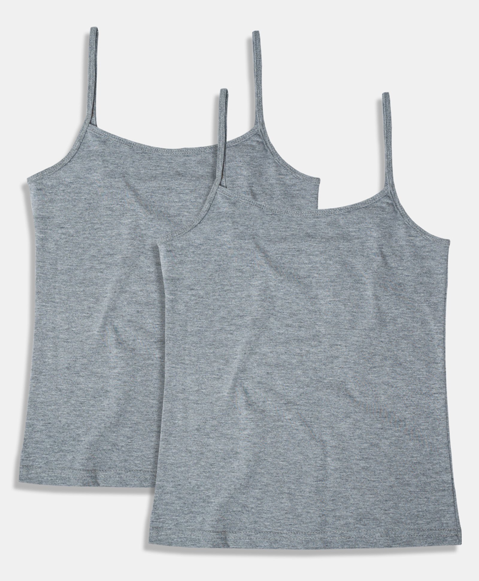 SillySally Pack Of 2 Sleeveless Solid Camisoles - Grey Melange-picture-10