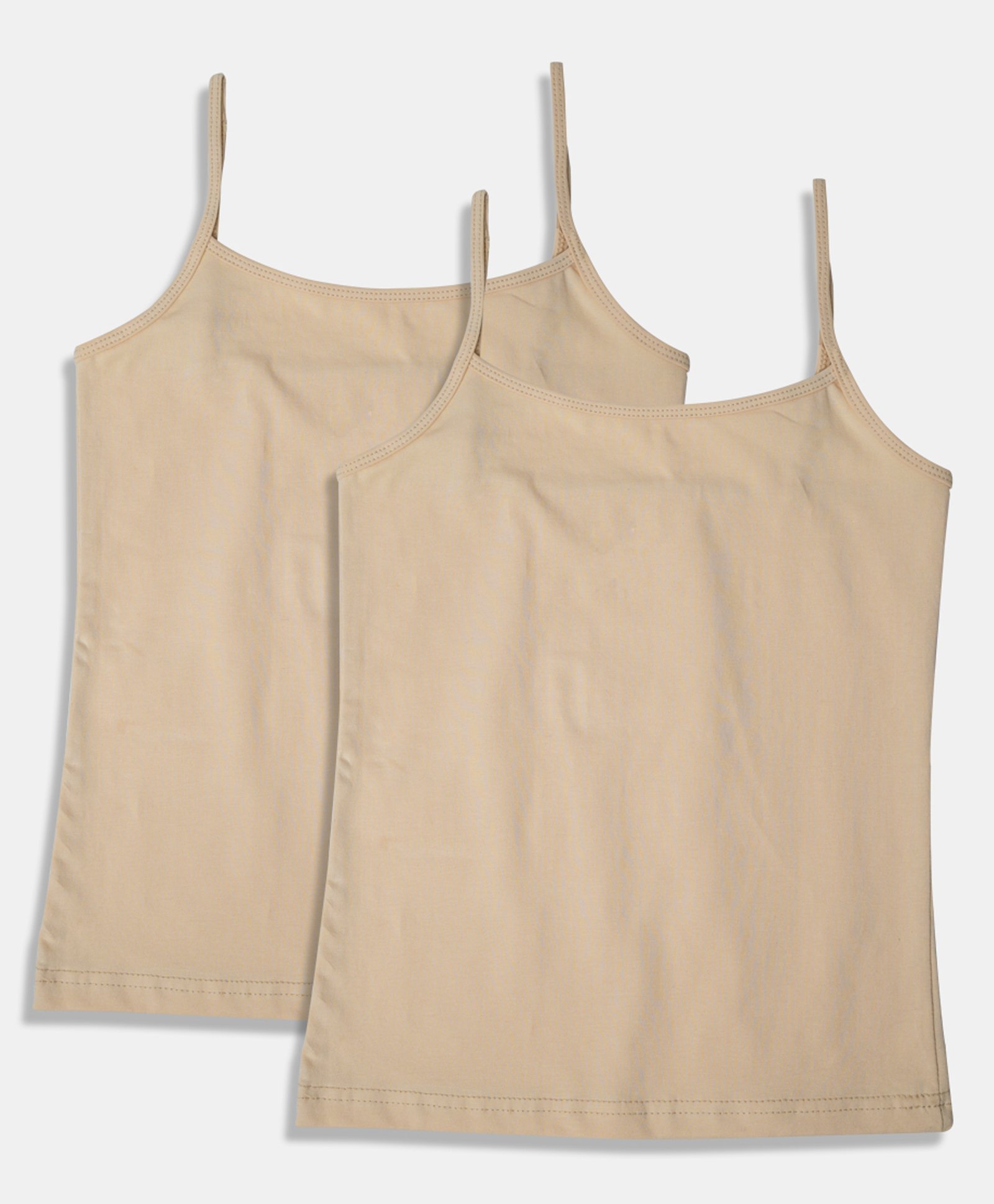 SillySally Pack Of 2 Sleeveless Solid Camisoles - Beige-picture-14
