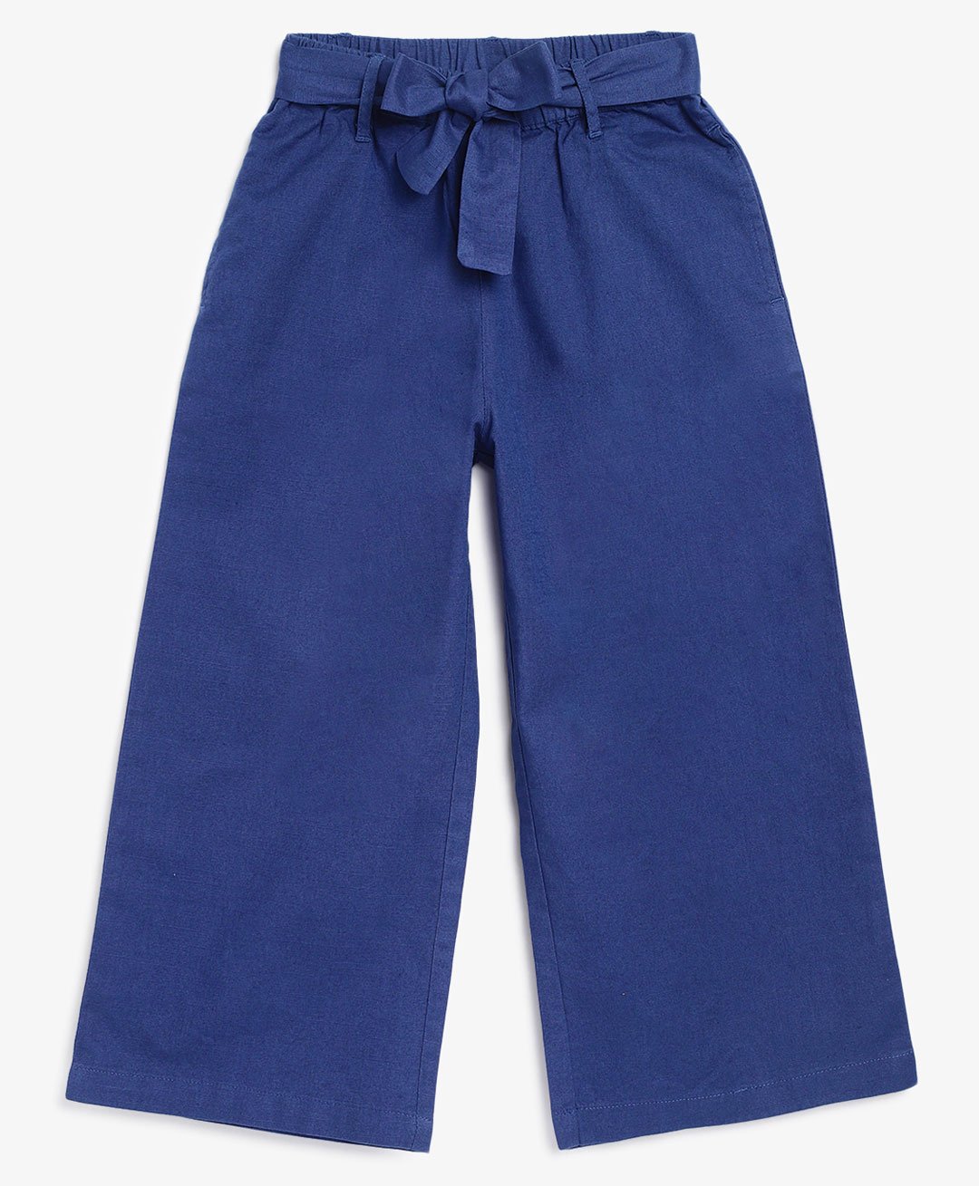 Campana Solid 100% Cotton Culottes With Belt - Blue-picture-19